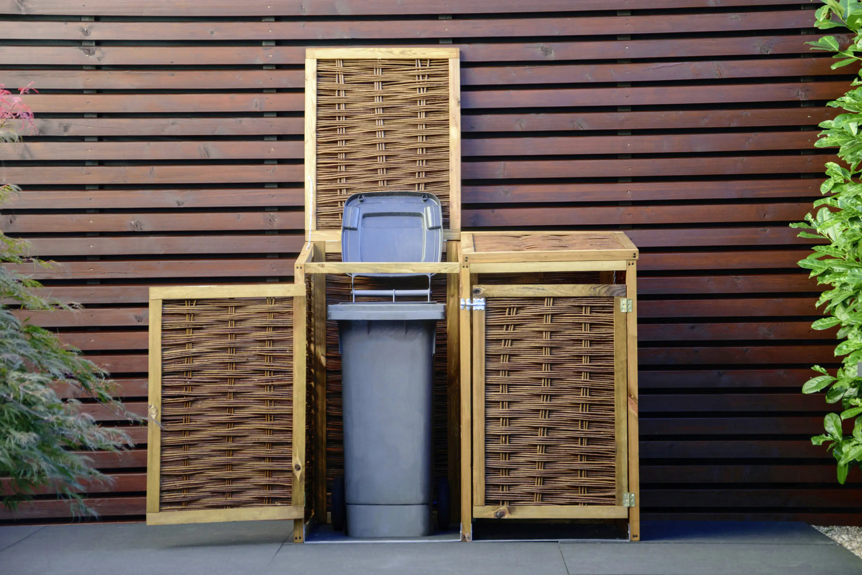 4055894955048_3169924 Dobar Mülltonnenbox Weide ungeschält 125 x 80 x 115cm