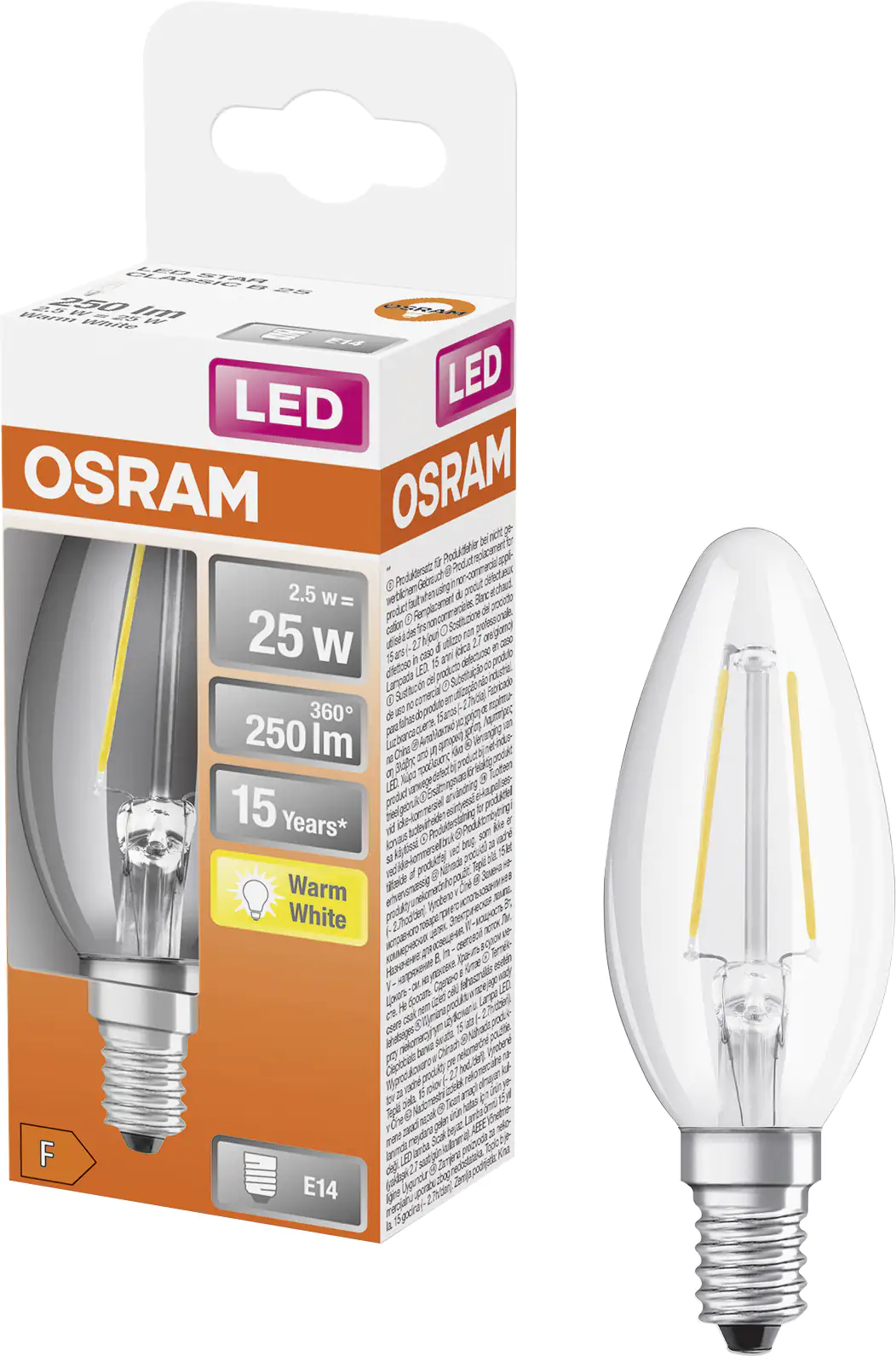 Osram LED Leuchtmittel Retrofit CLB 25 E14 2,5W warmweiß, klar Osram LED Leuchtmittel Retrofit CLB 25 E14 2,5W warmweiß, klar