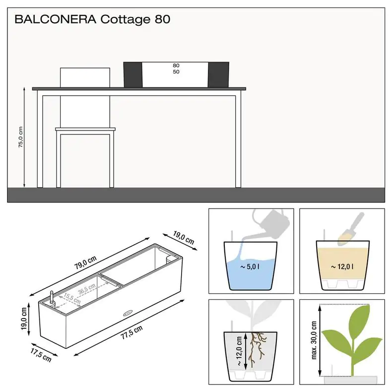Lechuza Balkonkasten BALCONERA Cottage 80 cm, weiß Lechuza Balkonkasten BALCONERA Cottage 80 cm, weiß
