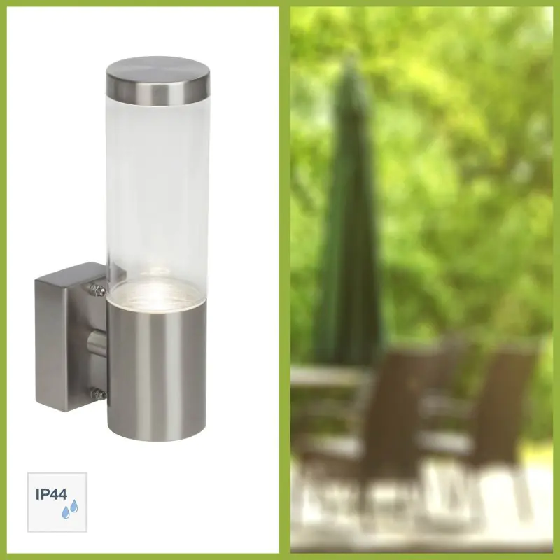 Brilliant LED Außen-Wandleuchte Bergen edelstahl 22 x 6 cm GU10 4 W