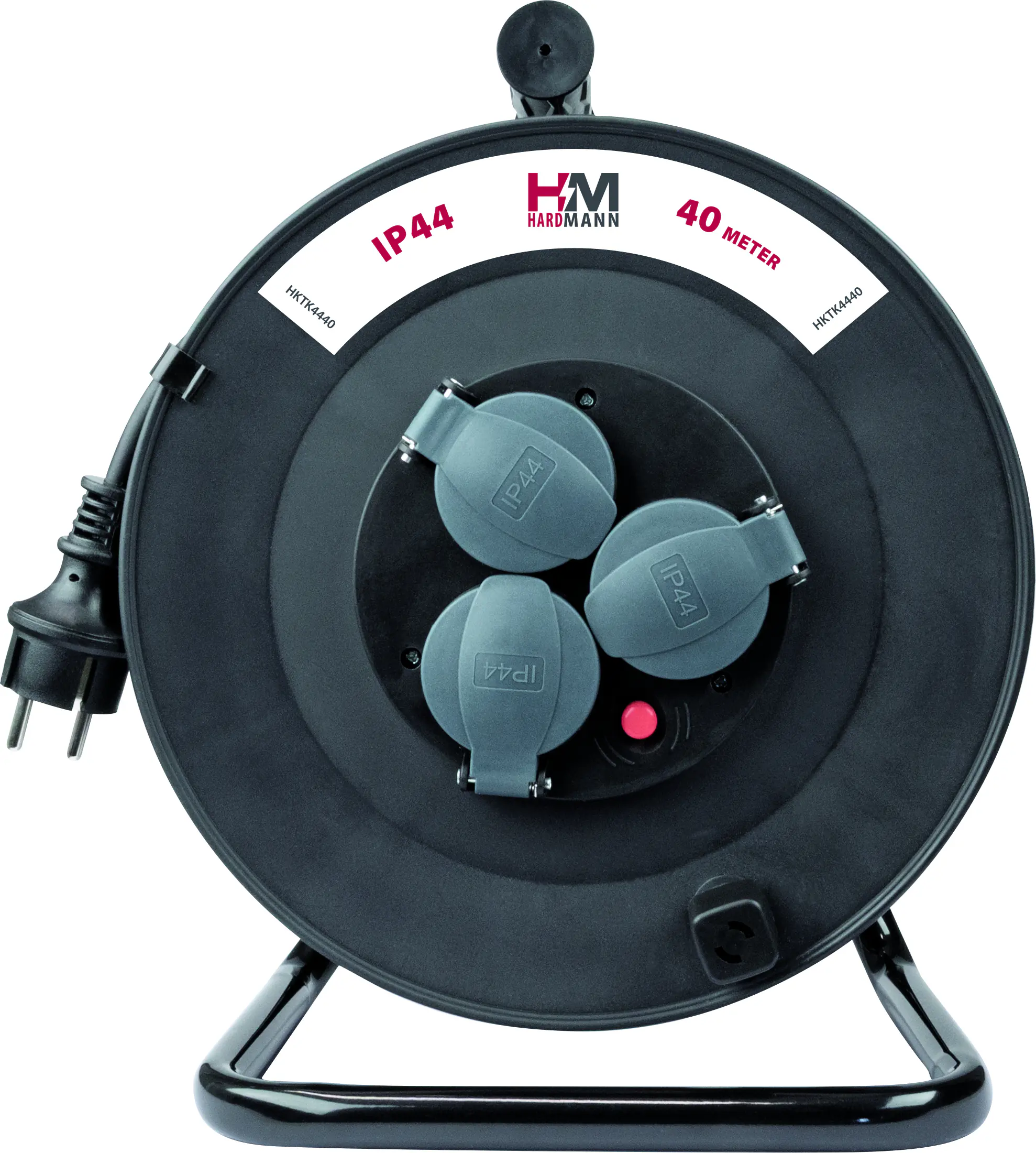 Hardmann Kabeltrommel Außen 40m H05RR-F 3G 1,5mm² schwarz 3x Schutzkontaktstecker