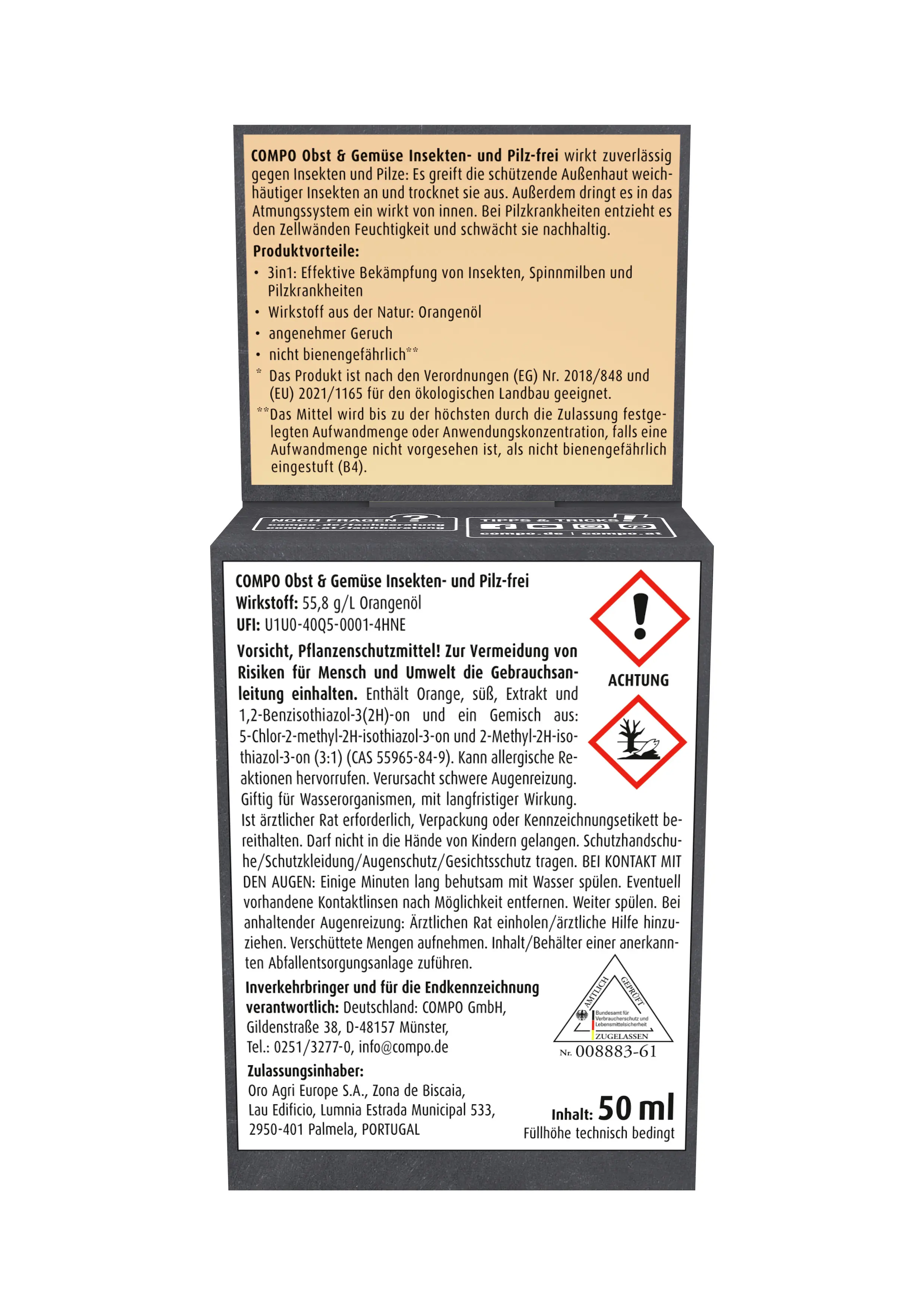 Compo Bio Schutzmittel für Obst & Gemüse Insekten- und Pilzfrei 3in1 50 ml