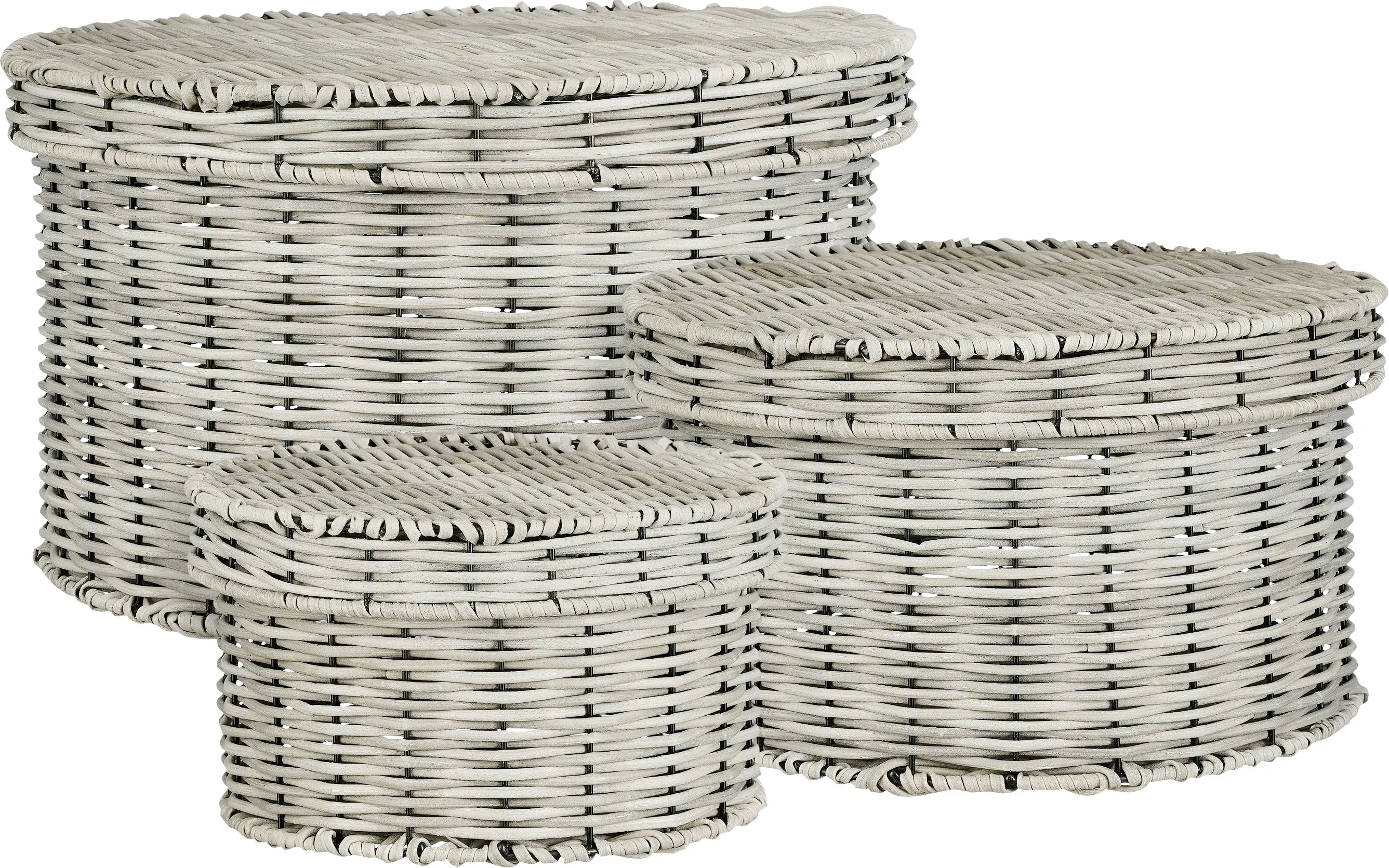 Mica Decorations Aufbewarungsbox Liam Polyester Ø 38 x 22 cm grau