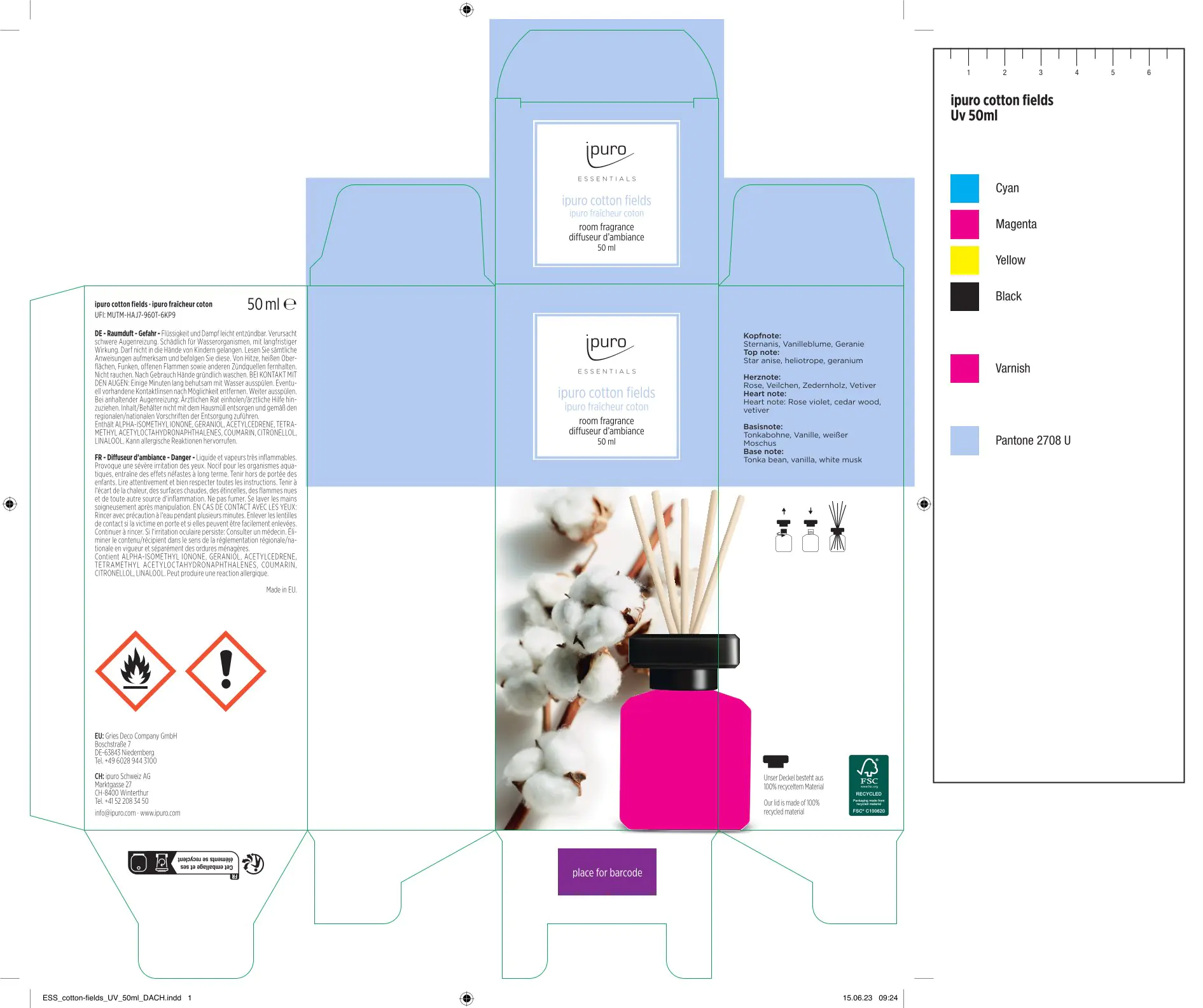 ipuro ESSENTIALS Raumduft Cotton Fields 50 ml