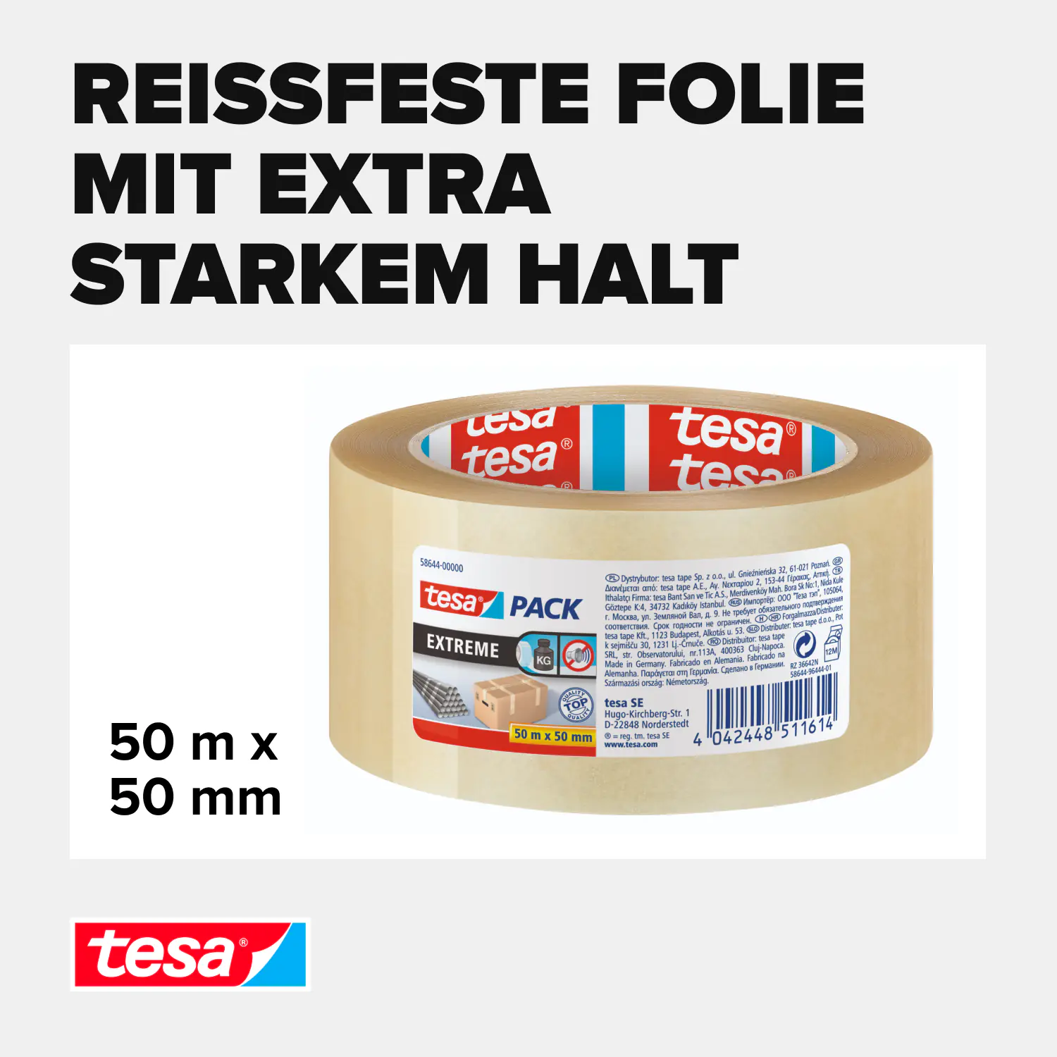 tesa Pack Extreme 50 m x 50 mm, transparent