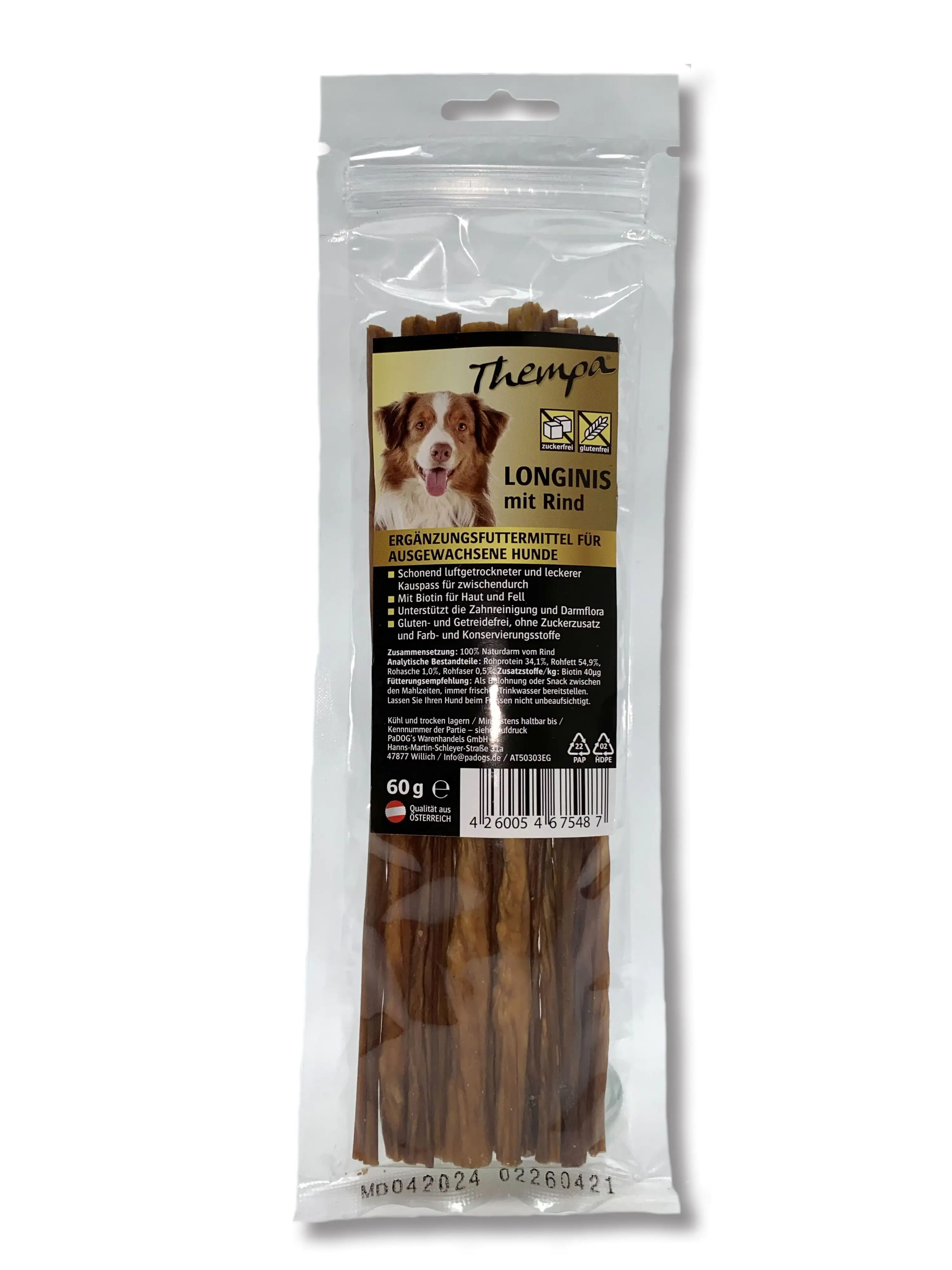 Thempa Hundeleckerli Longini mit Rind Thempa Hundeleckerli Longini mit Rind