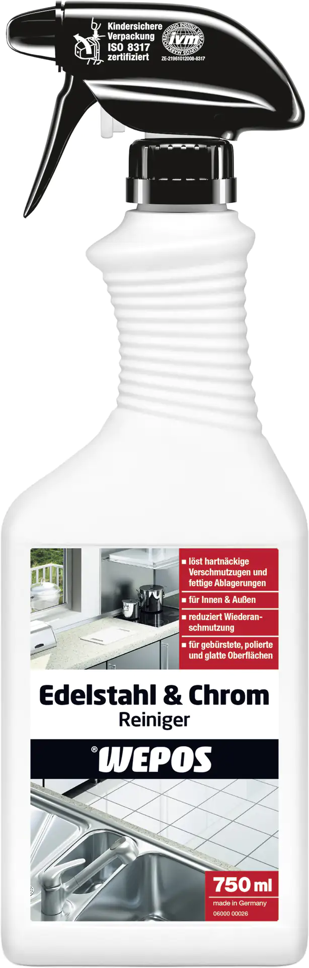Wepos Edelstahl- und Chromreiniger 750 ml Wepos Edelstahl- und Chromreiniger 750 ml