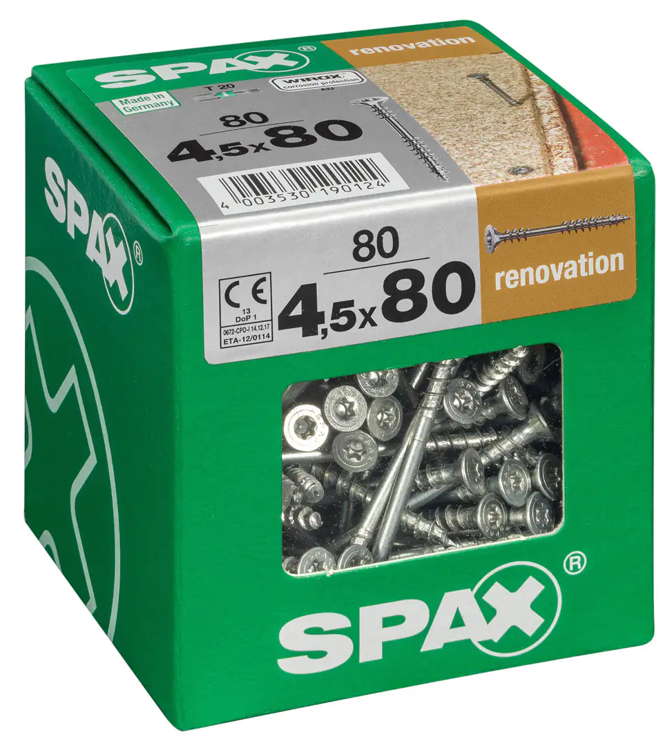 Spax Verlegeschrauben 4.5 x 80 mm TX 20 - 80 Stk. Spax Verlegeschrauben 4.5 x 80 mm TX 20 - 80 Stk.
