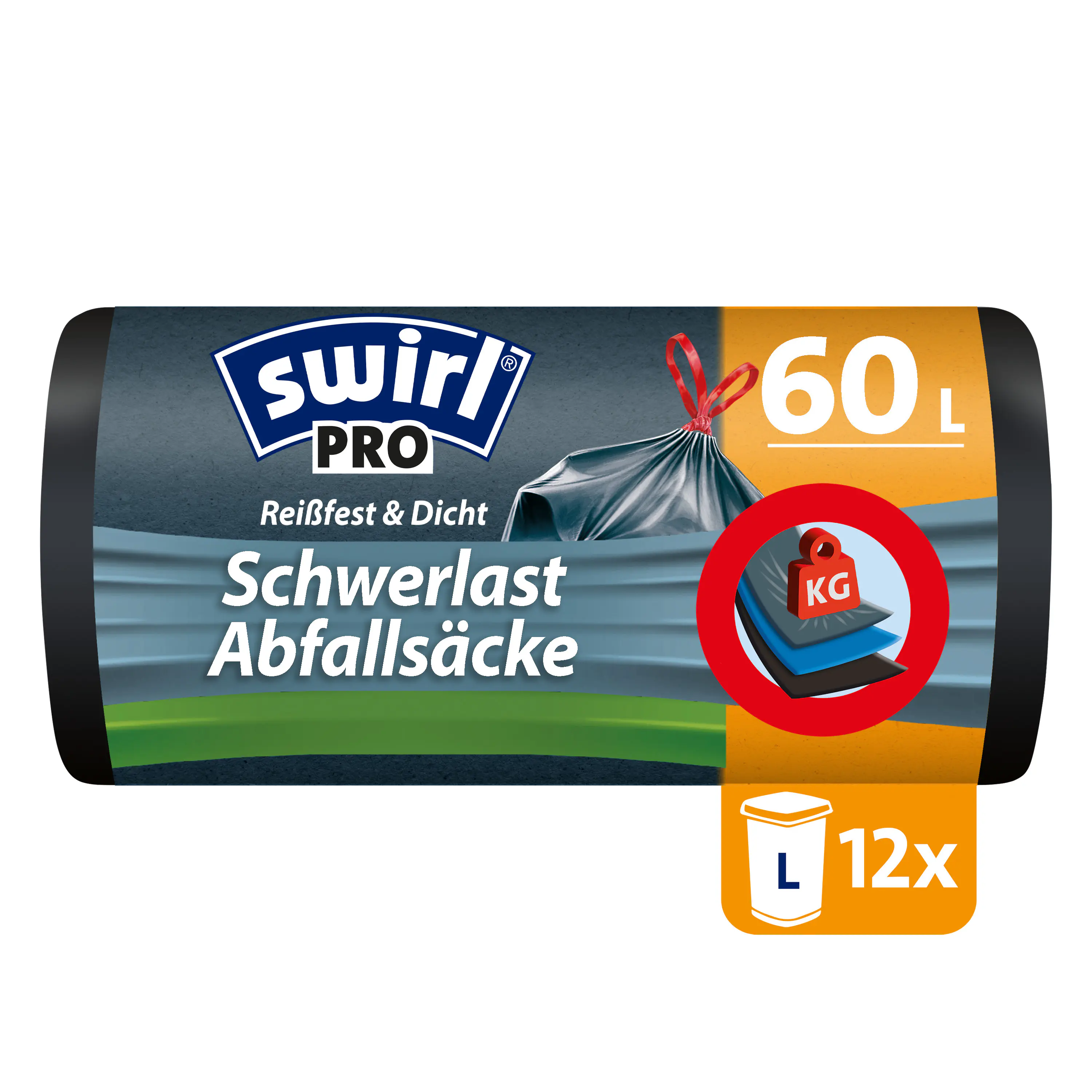 Swirl® 60 l Schwerlast-Säcke Profi mit Zugband Reißfest & Dicht