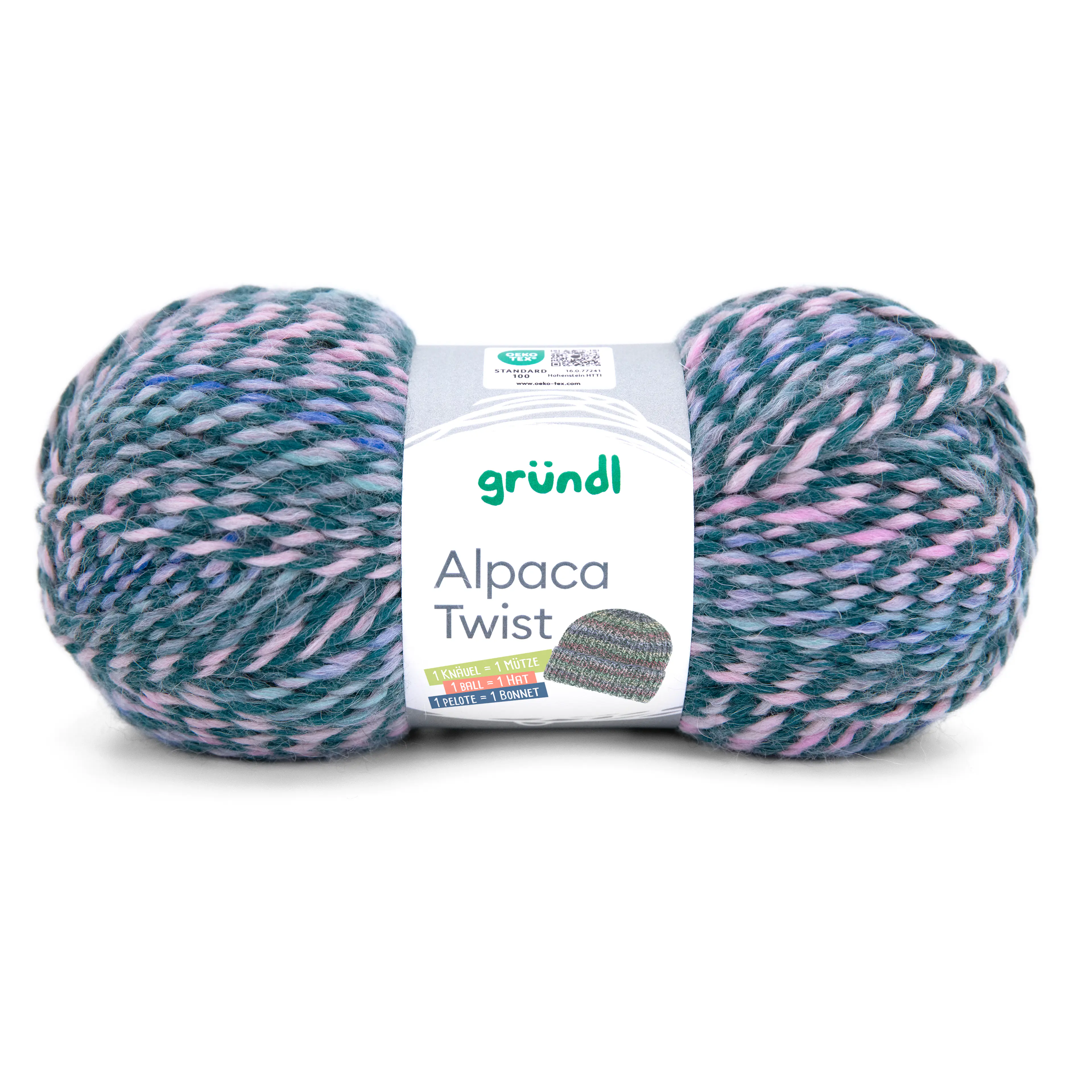 Gründl Wolle Alpaca Twist 100 g blau-rosa-aqua 