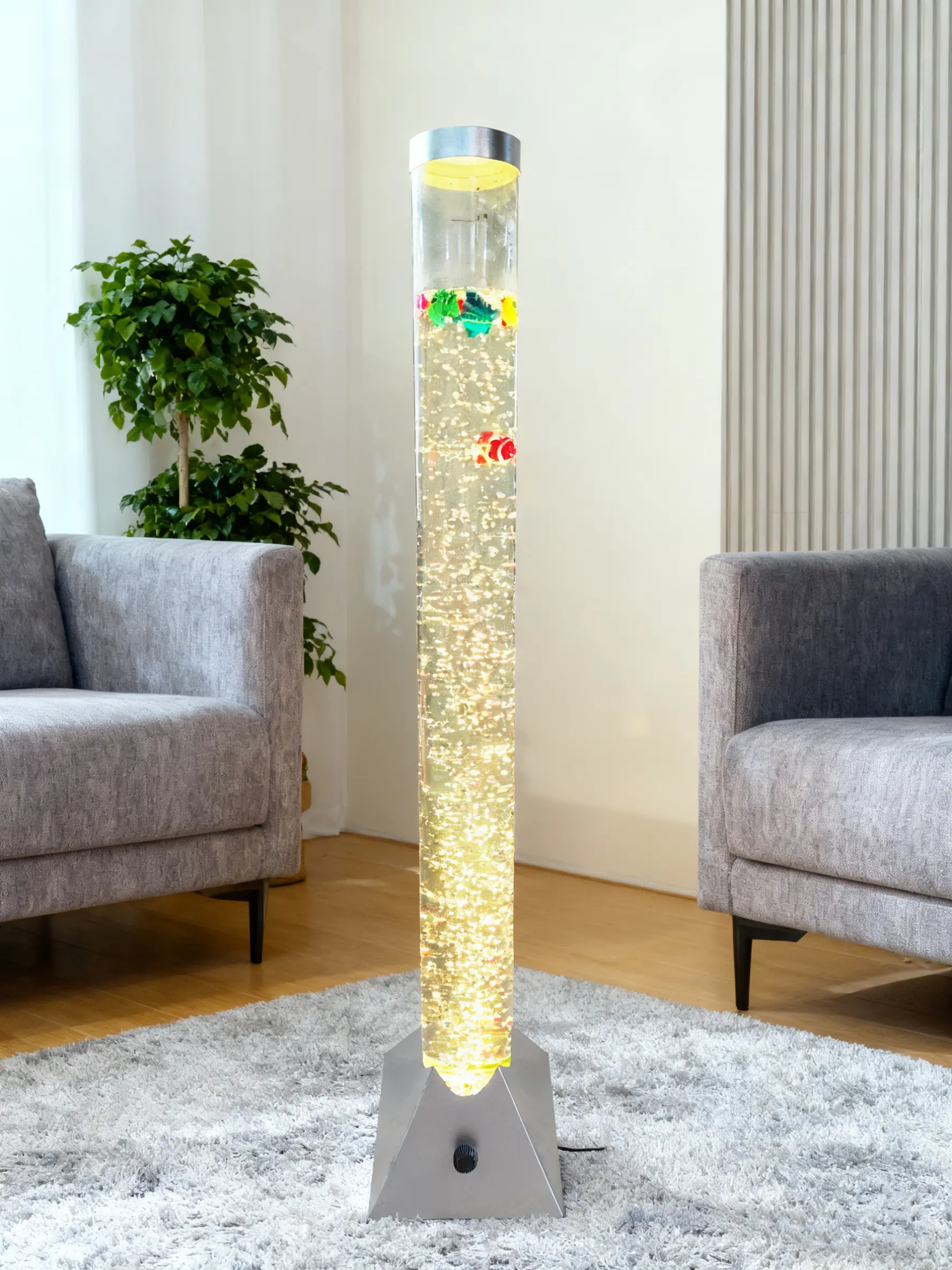 LED-Wassersäule Aquafee Ø 10,5 x 110 cm silber 