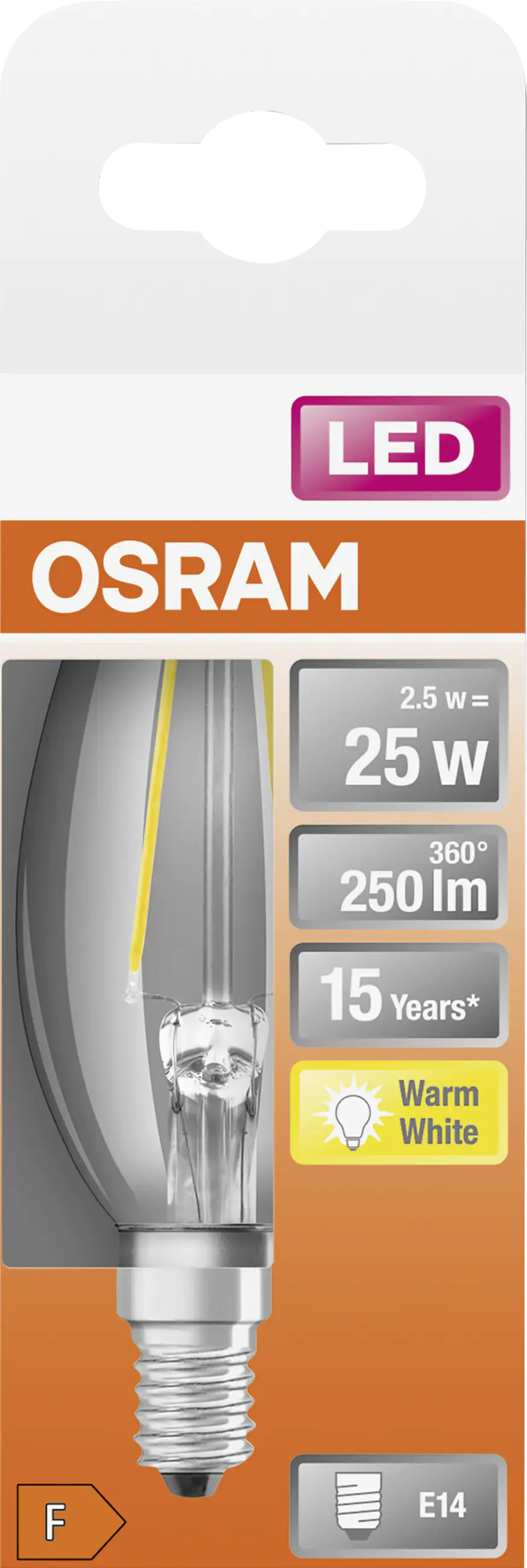 Osram LED Leuchtmittel Retrofit CLB 25 E14 2,5W warmweiß, klar Osram LED Leuchtmittel Retrofit CLB 25 E14 2,5W warmweiß, klar