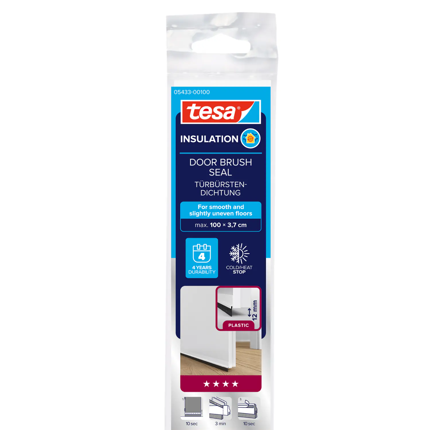 tesa Moll Türdichtschiene weiß, für Spalten bis 12 mm