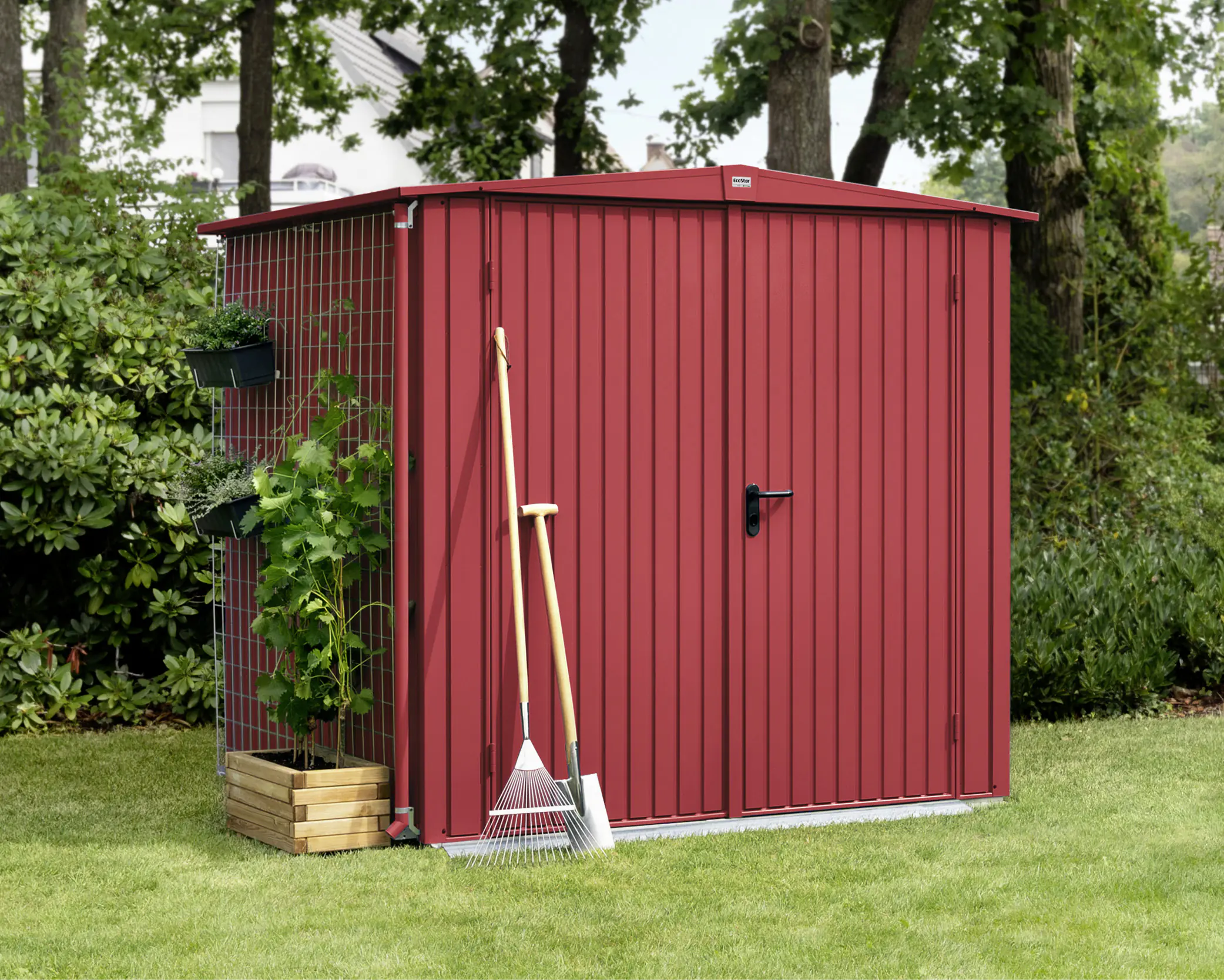 EcoStar Gerätehaus Trend-S Typ 2 258,8 x 247,7 x 216 cm purpurrot