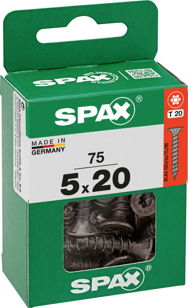 Spax Universalschrauben 5 x 20 mm T20 Vollgewinde - 75 Stk.  Spax Universalschrauben 5 x 20 mm T20 Vollgewinde - 75 Stk.