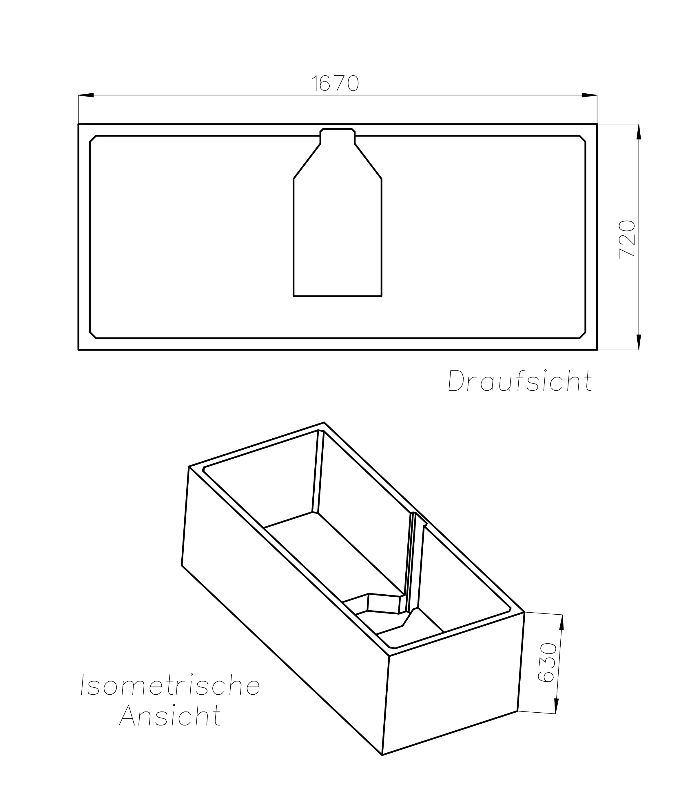Ottofond Wannenträger Cubic 1670 x 720 mm