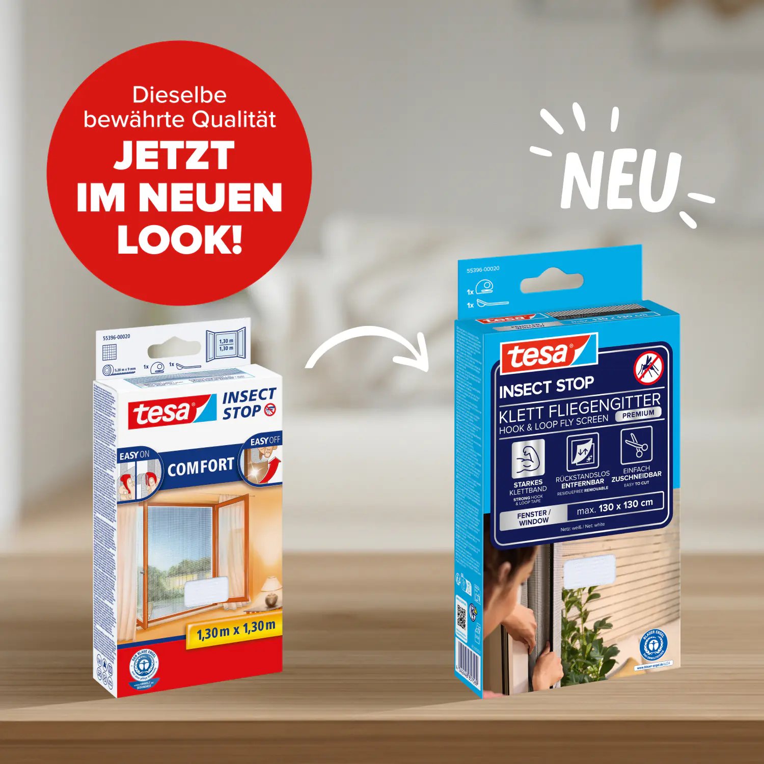 tesa Fliegenschutz-Fenster COMFORT 130 x 130 cm - weiß individuell kürzbar