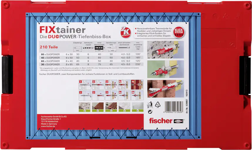 4048962272628_1610869 Fischer FixTrainer DuoPower Tiefenbiss-Box - 210 Stück