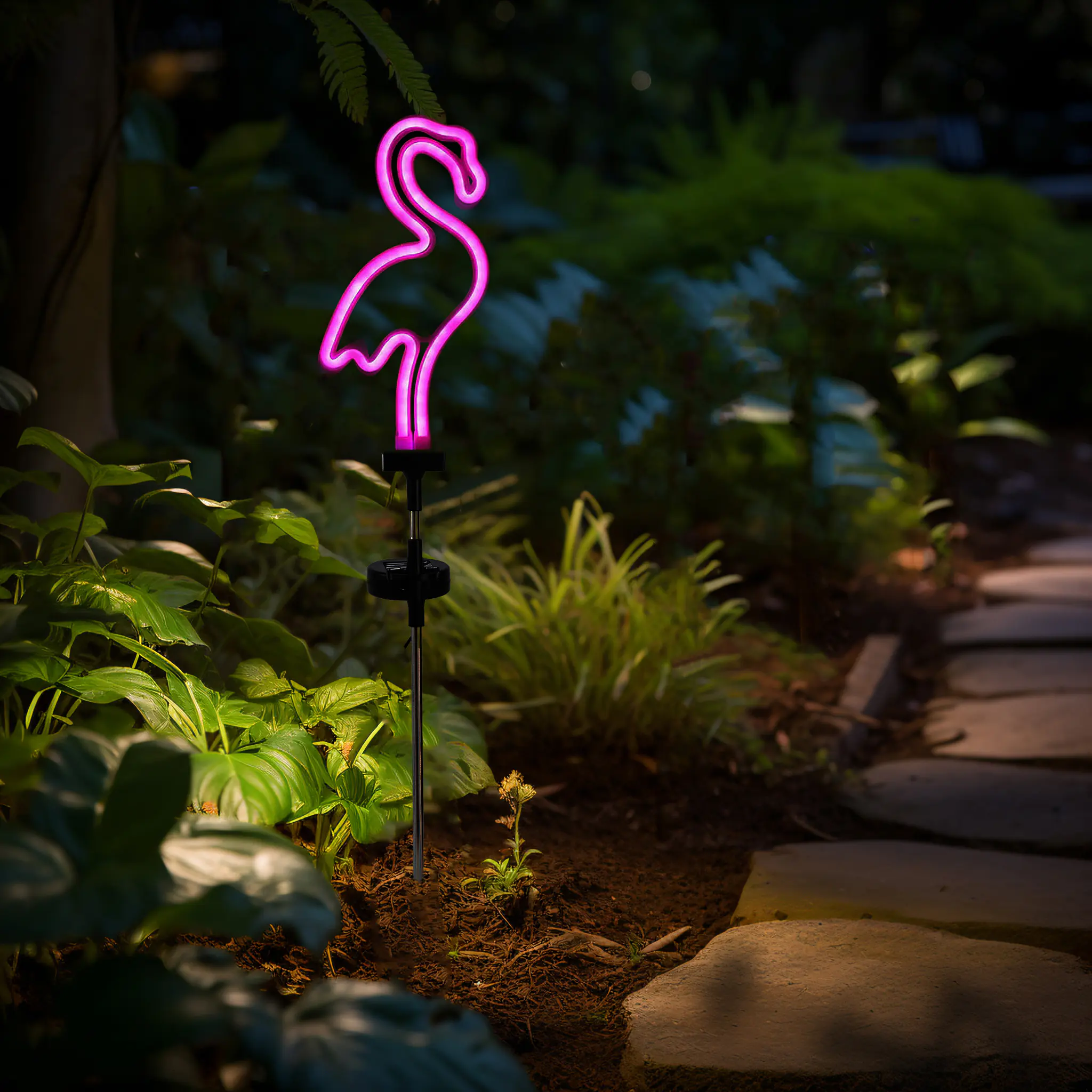 Dapo LED Solarstecker Flamingo pink