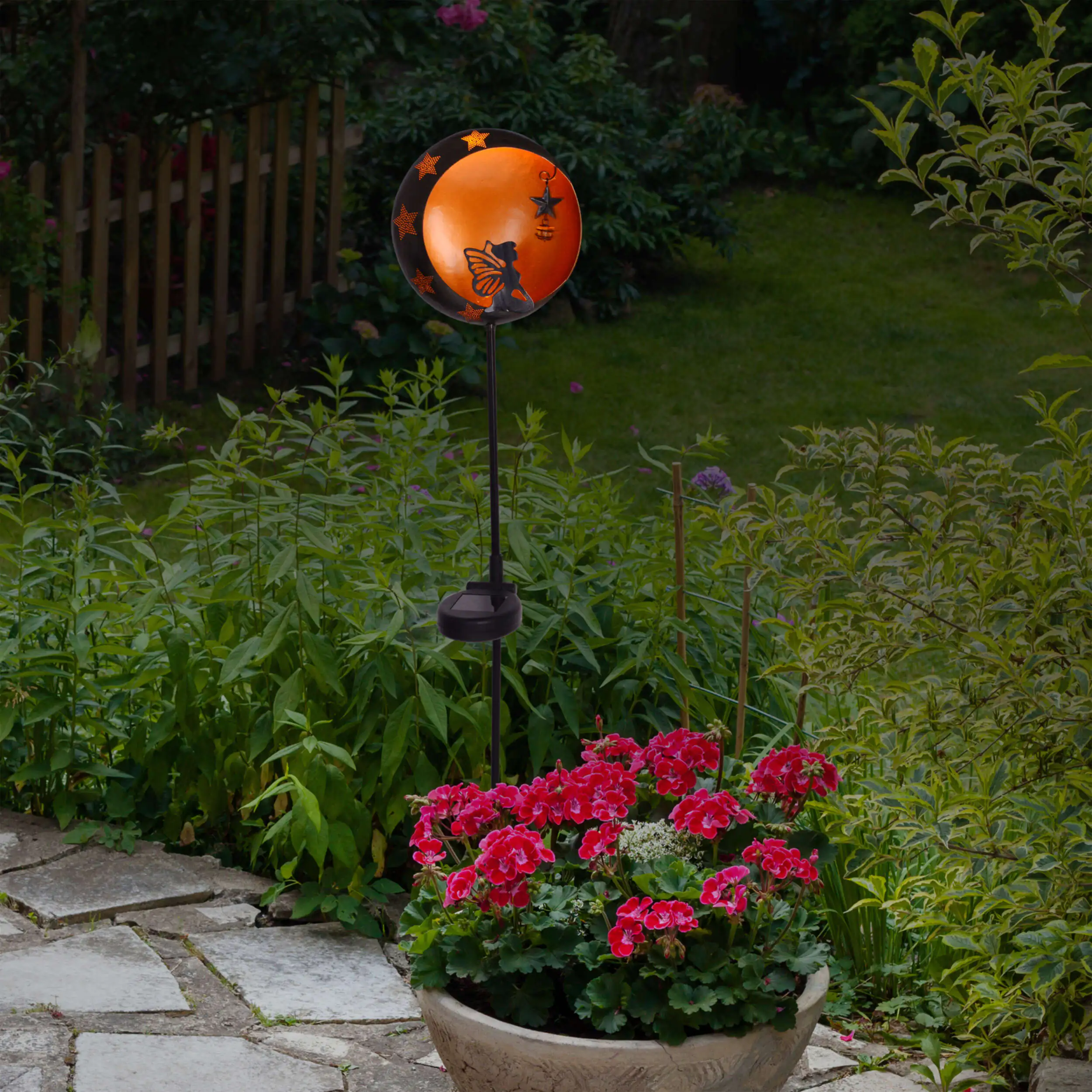 Näve Solar-Gartenleuchte LED mit Dämmerungssensor Elfe 84 cm schwarz