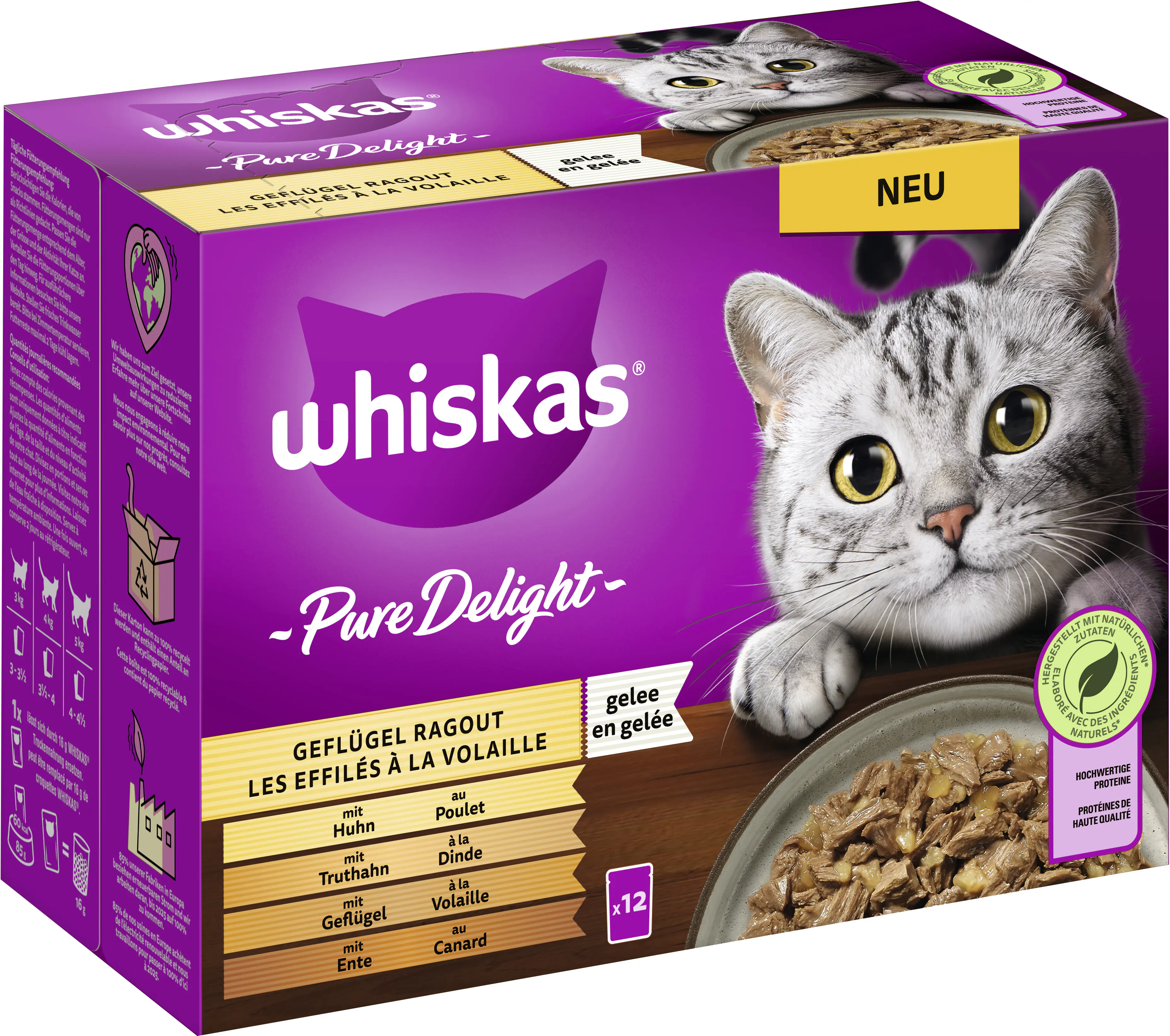 Whiskas Multipack Pure Delight Geflügelragout Katzenfutter 12 x 85 g