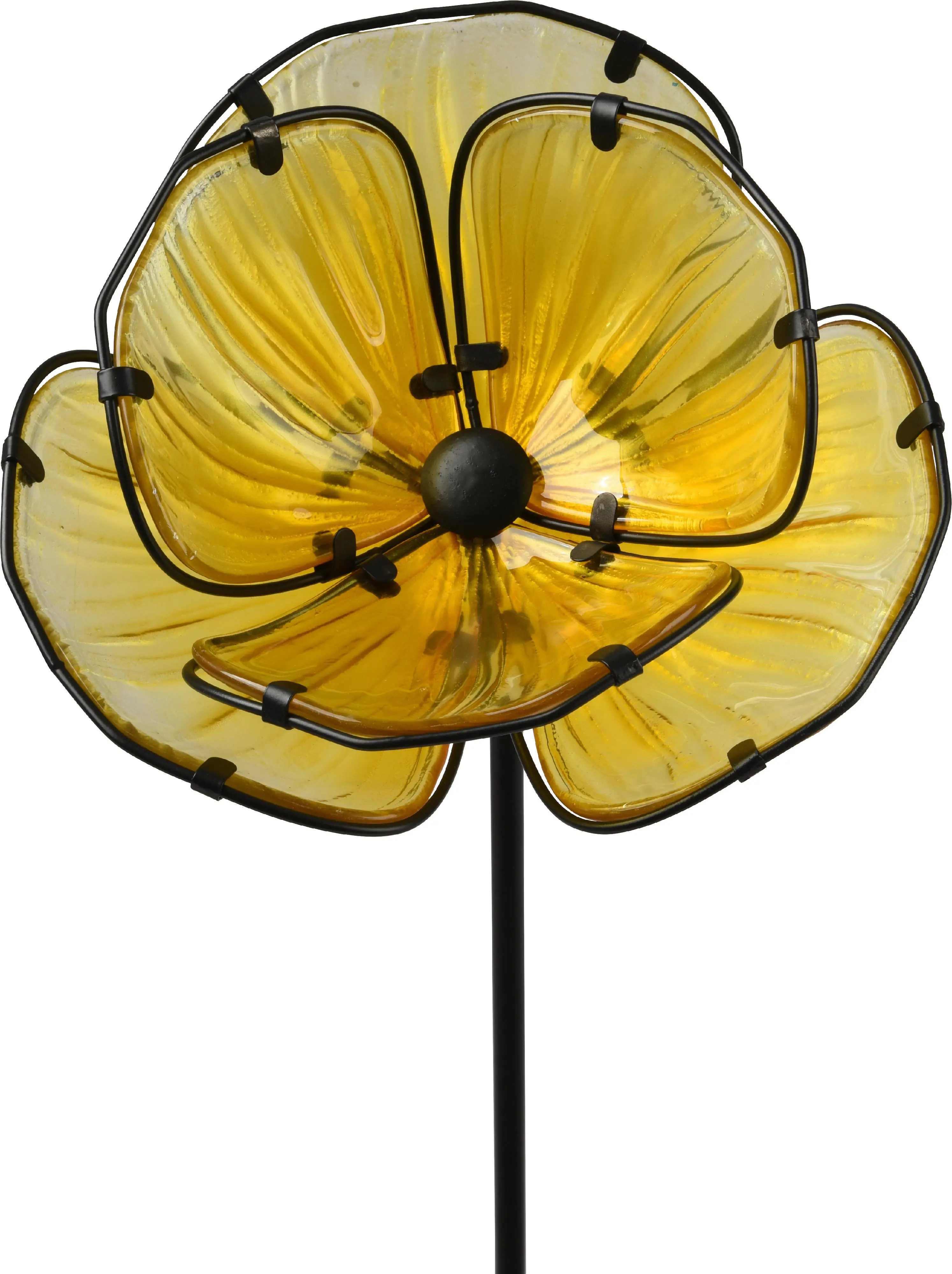 Kaemingk Gartenstecker Blume Glas gelb 91 cm