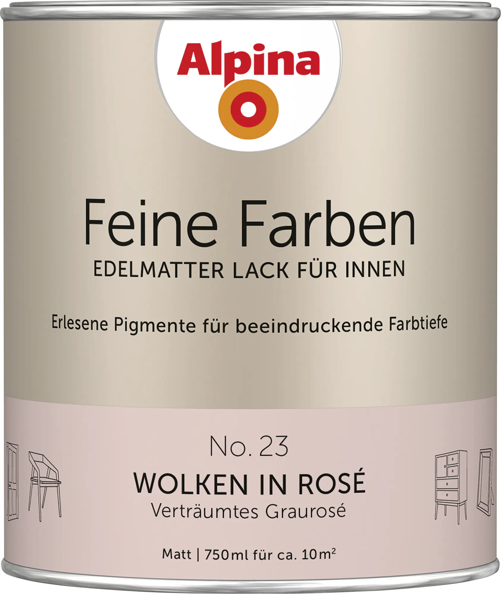 Alpina Feine Farben Lack No. 23 Wolken in Rosé - graurosé 750 ml