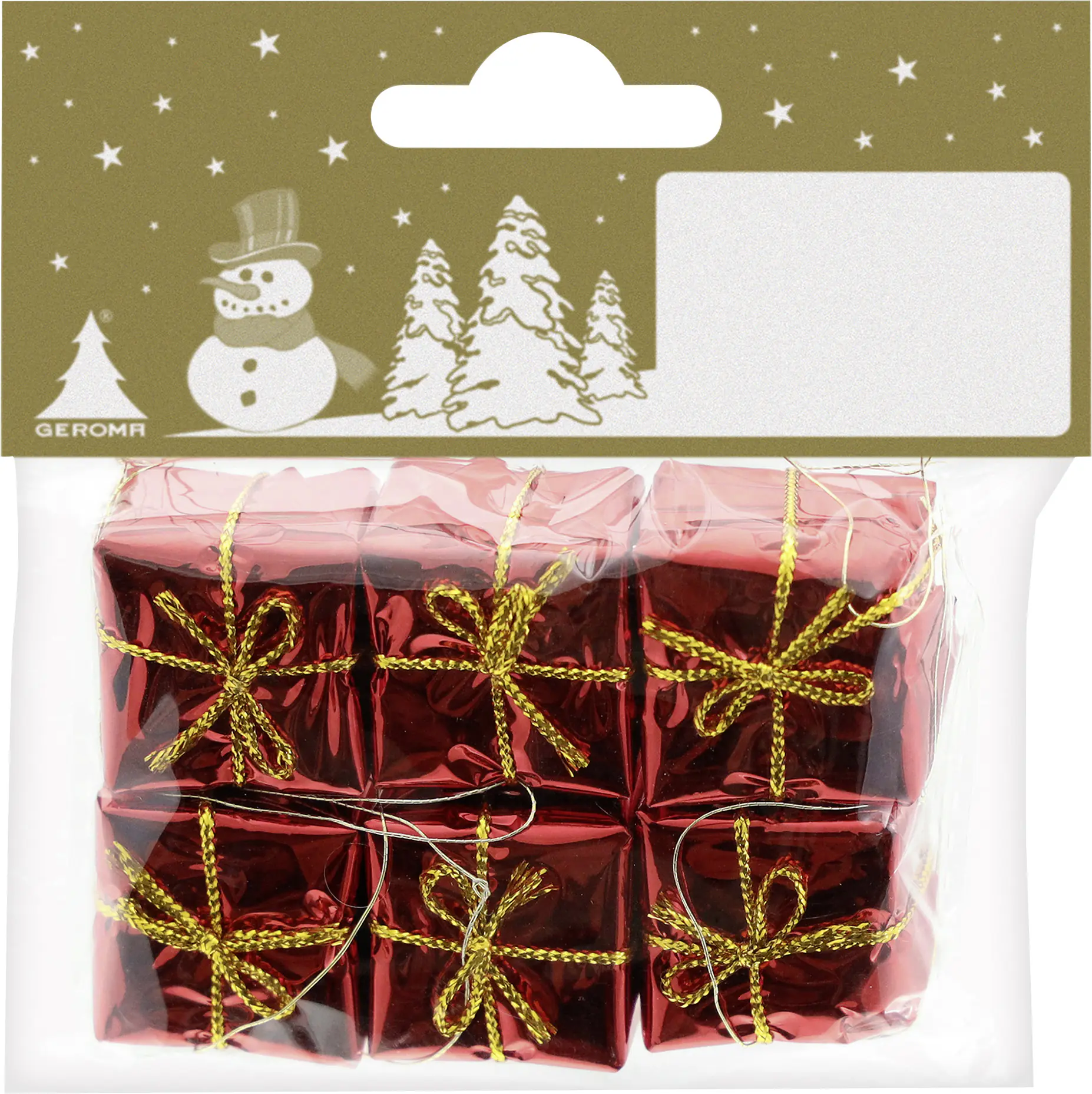 Dekofigur Folienpäckchen Kunststoff Ø 2,5 cm metallic rot 6 Stück