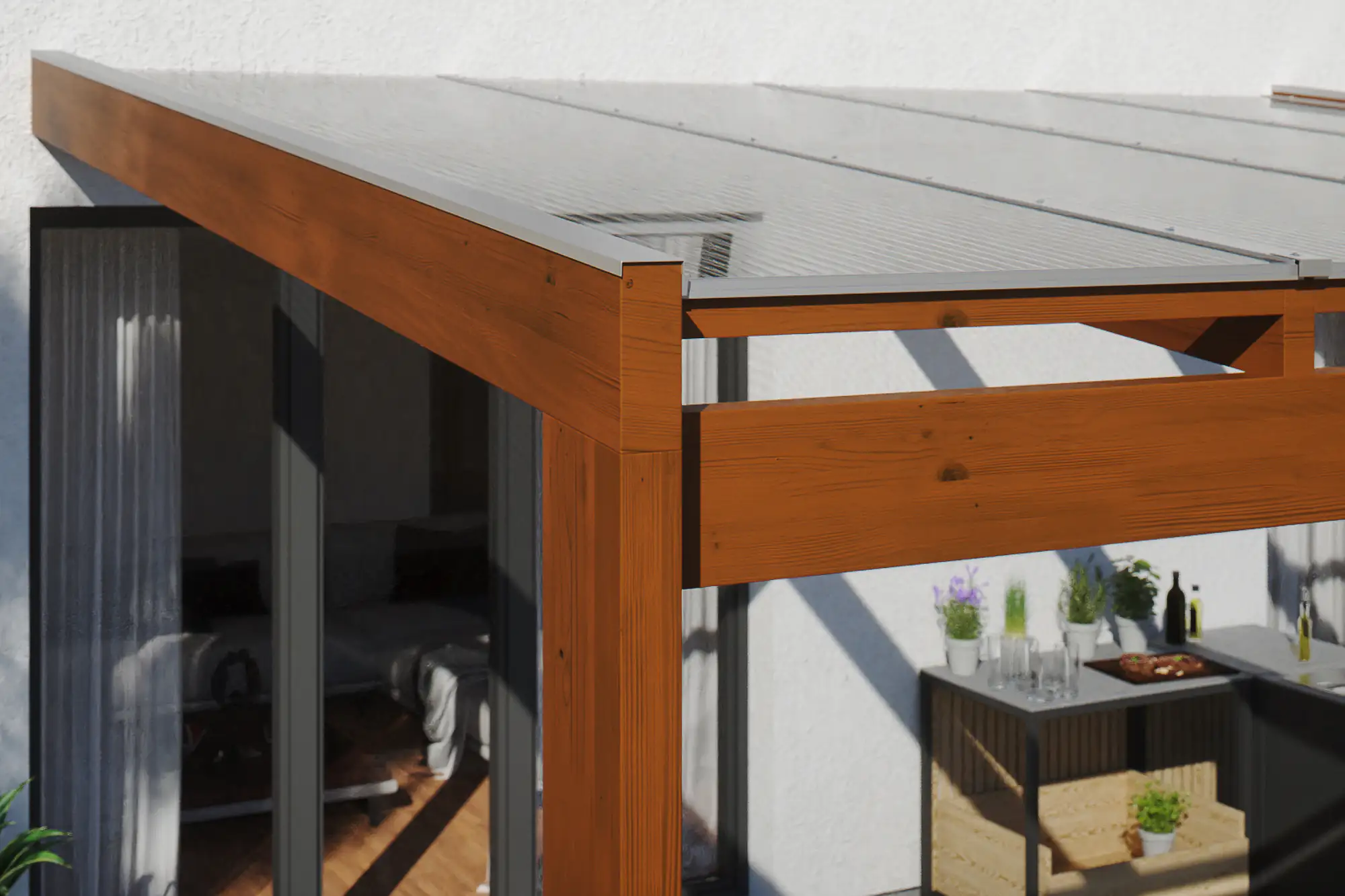 SKAN HOLZ Terrassenüberdachung Novara 450 x 309 cm Leimholz