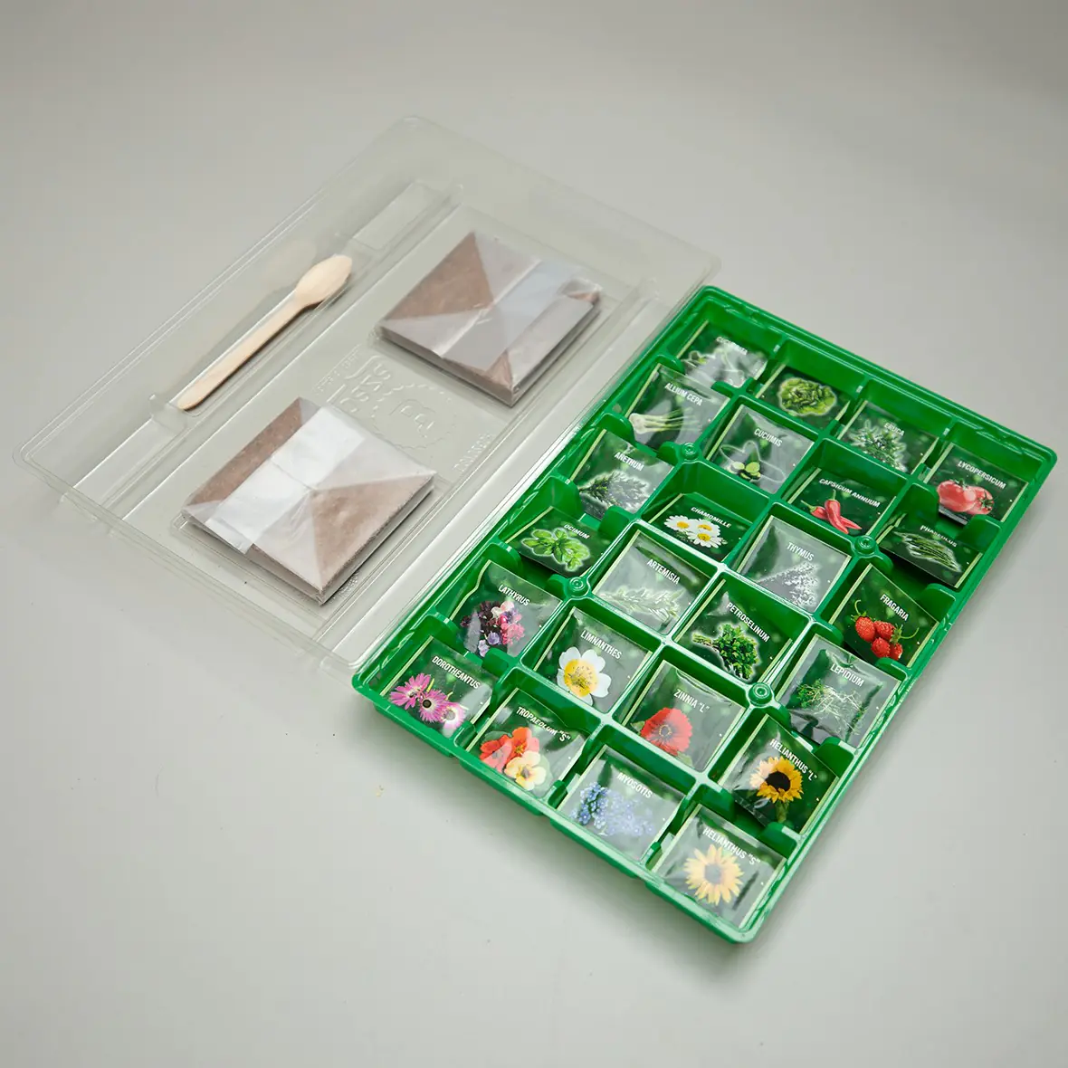 Saatgut Adventskalender Kamin mit komplettem Mini Gewächshaus Set