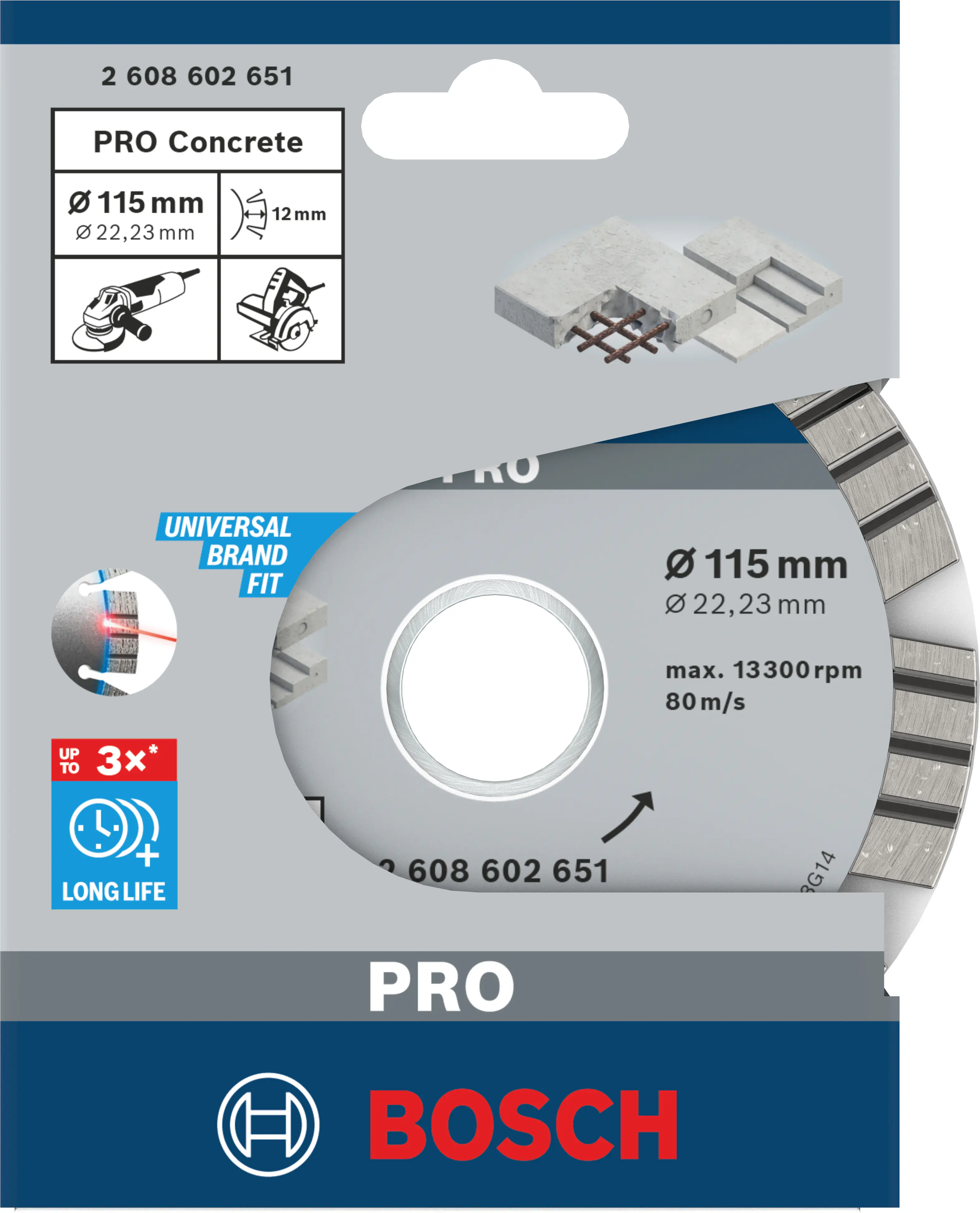 Bosch PRO Concrete Diamanttrennscheibe, 115 x 22,23 mm Bosch PRO Concrete Diamanttrennscheibe, 115 x 22,23 mm