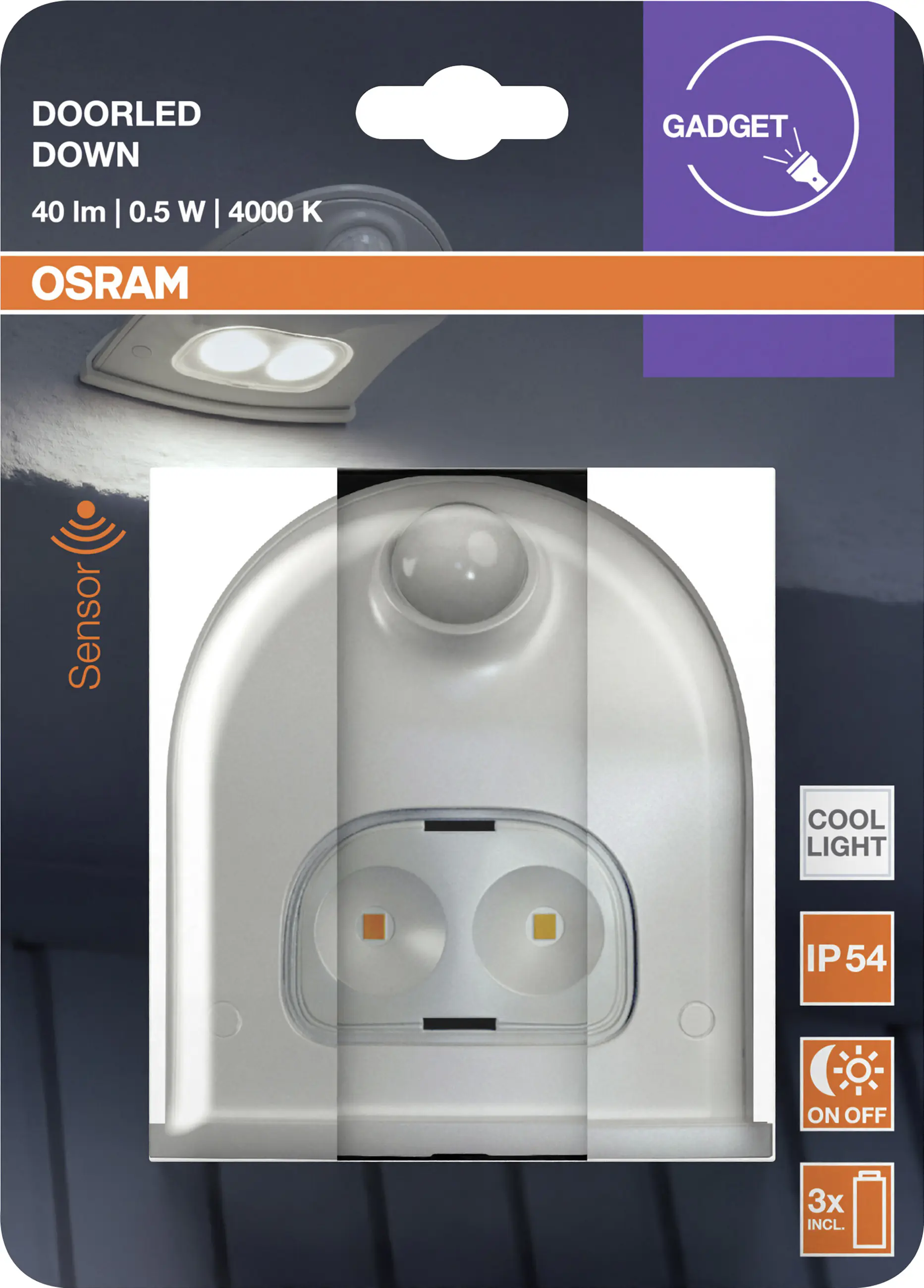 Osram LED-Außenleuchte Doorled Down mit Licht- & Bewegungssensor 10,25 cm kaltweiß weiß