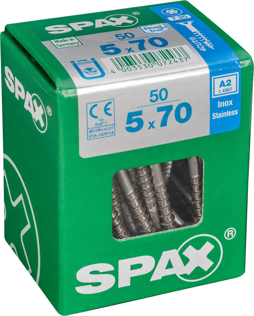 Spax Universalschrauben 5.0 x 70 mm TX 20 Senkkopf - 50 Stk. Spax Universalschrauben 5.0 x 70 mm TX 20 Senkkopf - 50 Stk.