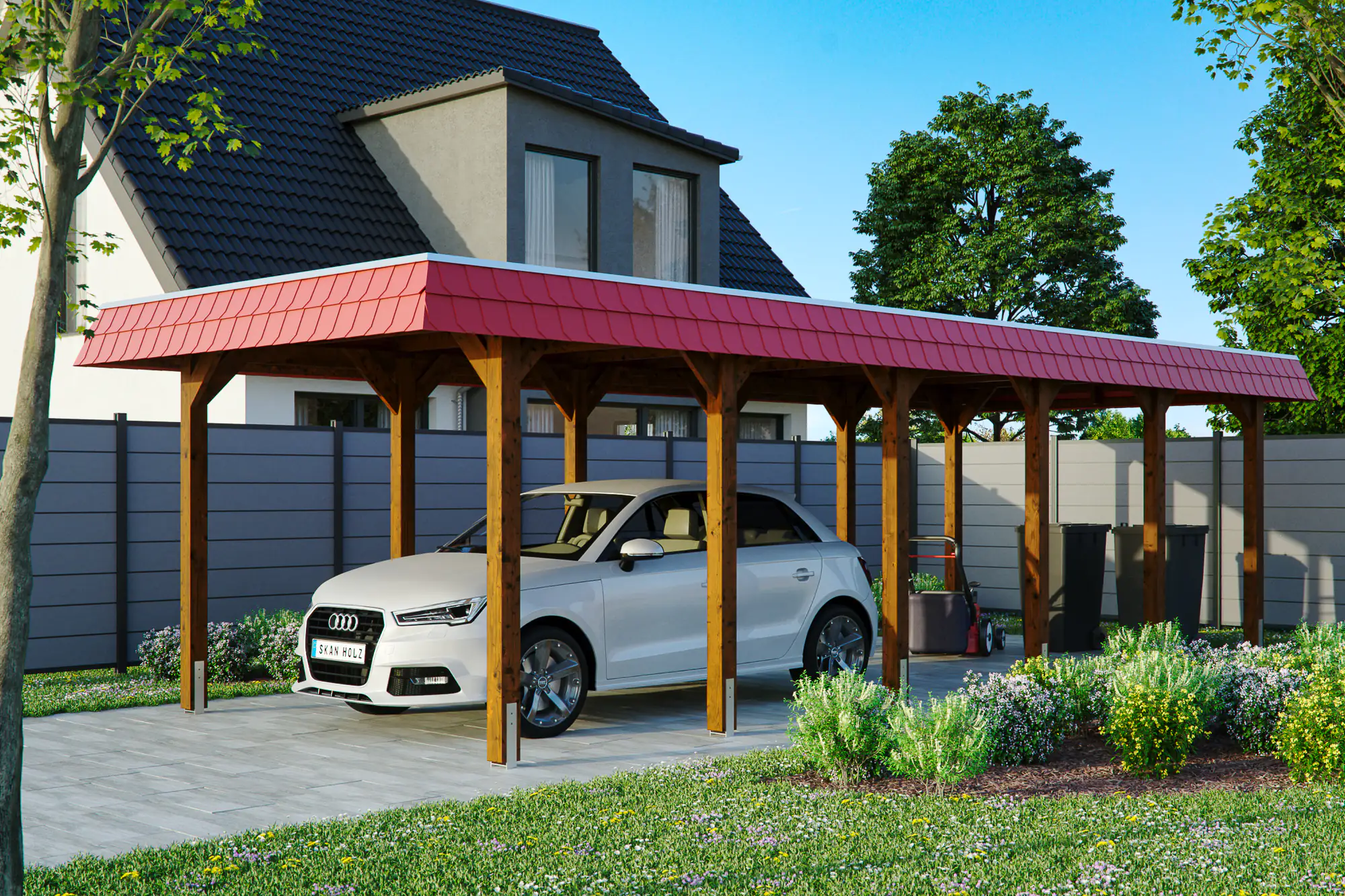 SKAN HOLZ Carport Spreewald 345 x 893 cm mit Aluminiumdach