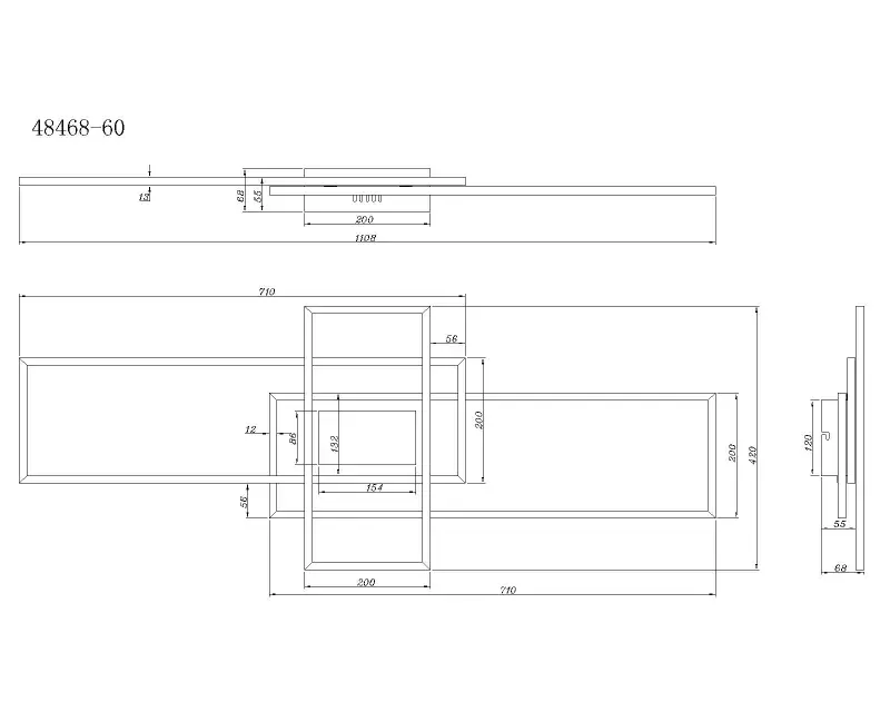 Globo Deckenleuchte Saunders 110,8 x 42 cm schwarz CCT