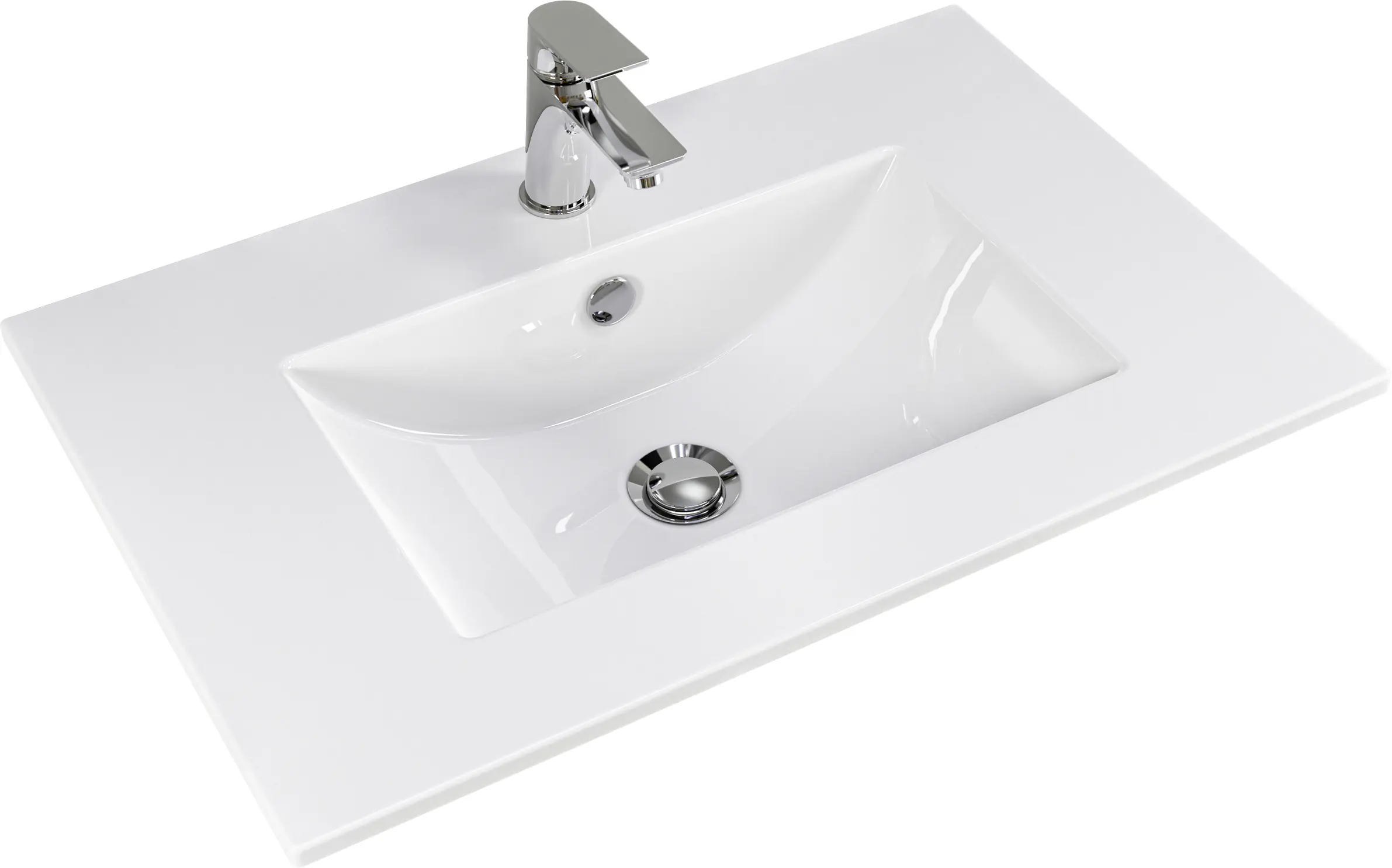 Pelipal Badmöbel-Set 6040 Schneeweiß Glanz/Weiß Glanz mit Keramik-Waschtisch + Midischrank 107 cm