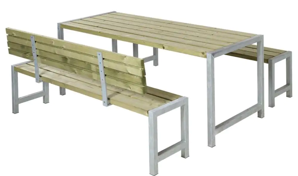 Plus Planken-Garnitur 3-teilig mit 1 Rückenlehne, Kiefer / Fichte