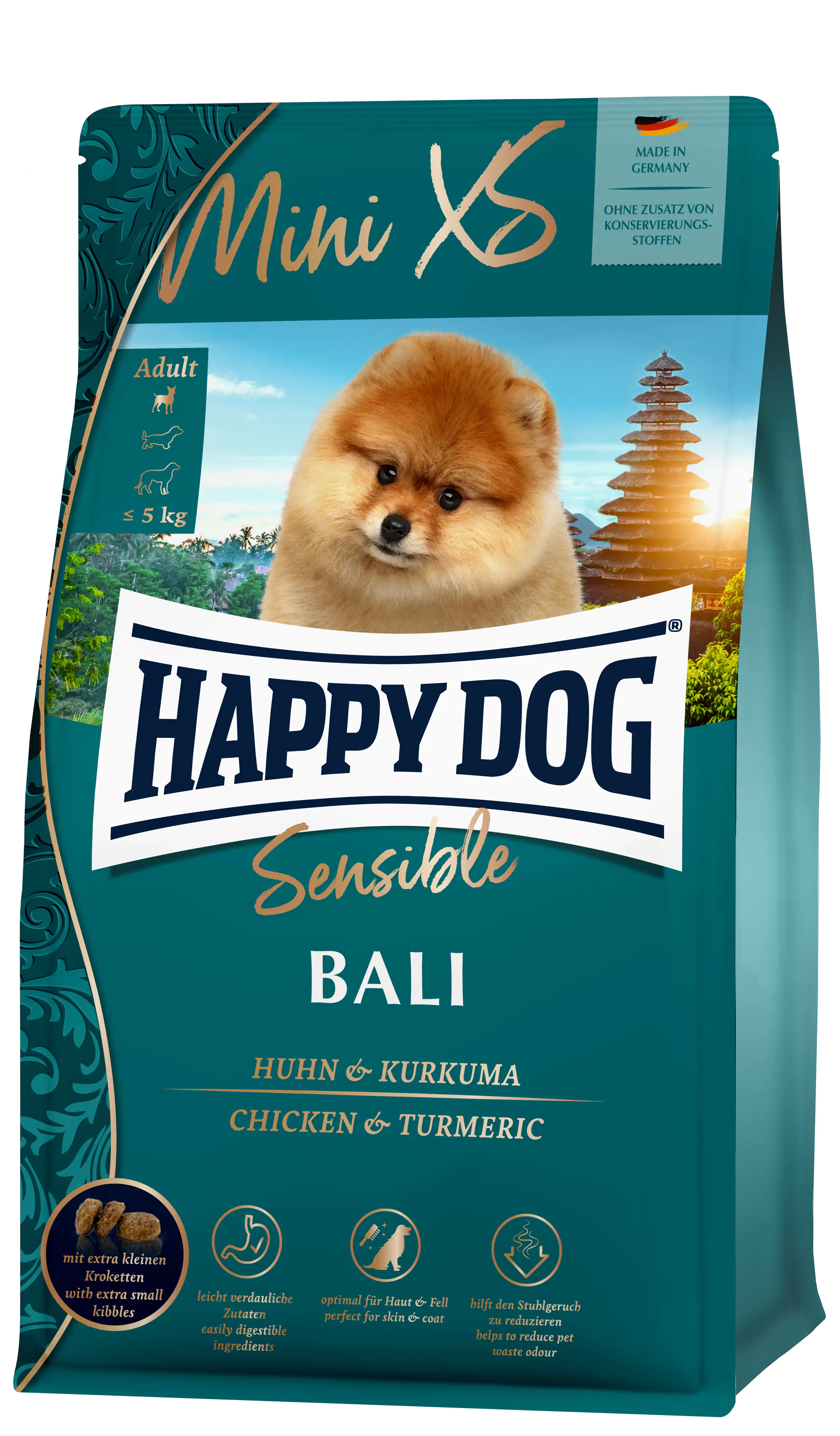Happy Dog Trockenfutter Sensible Mini XS Bali Huhn und Kurkuma300 g