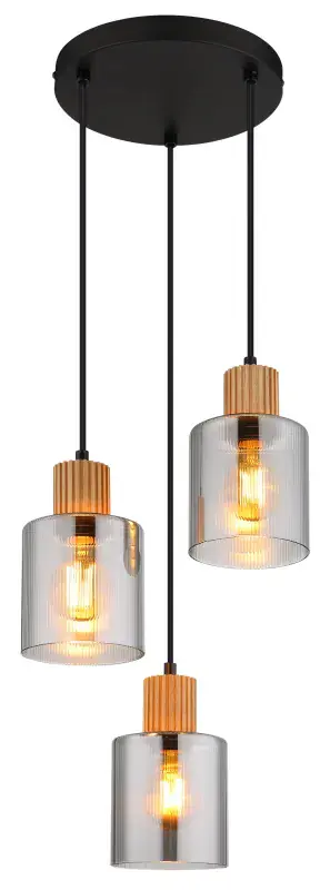 Globo Hängeleuchte Aleidis Ø 30 x 120 cm schwarz matt