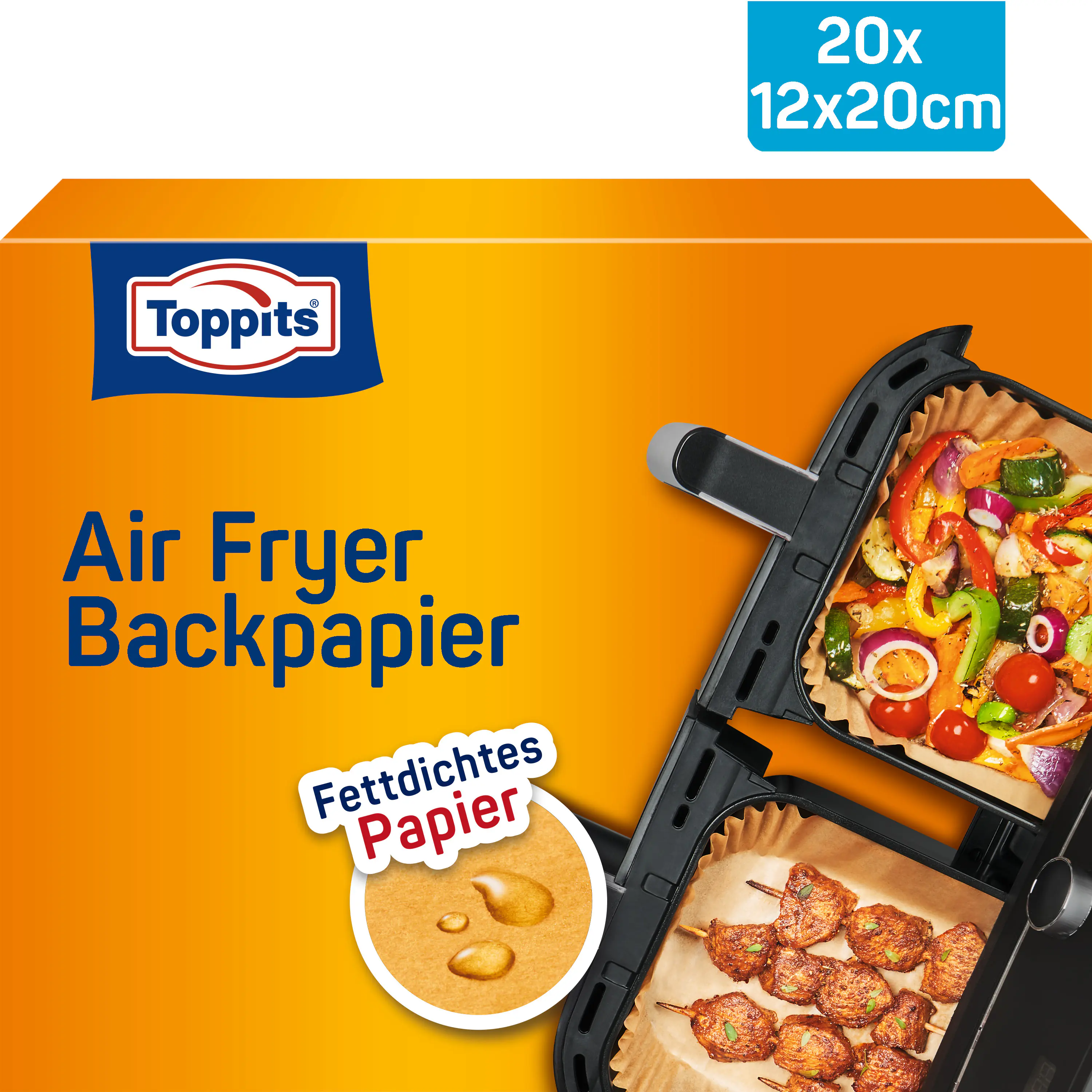 Toppits® Backpapier Air Fryer eckig 12 x 20 cm