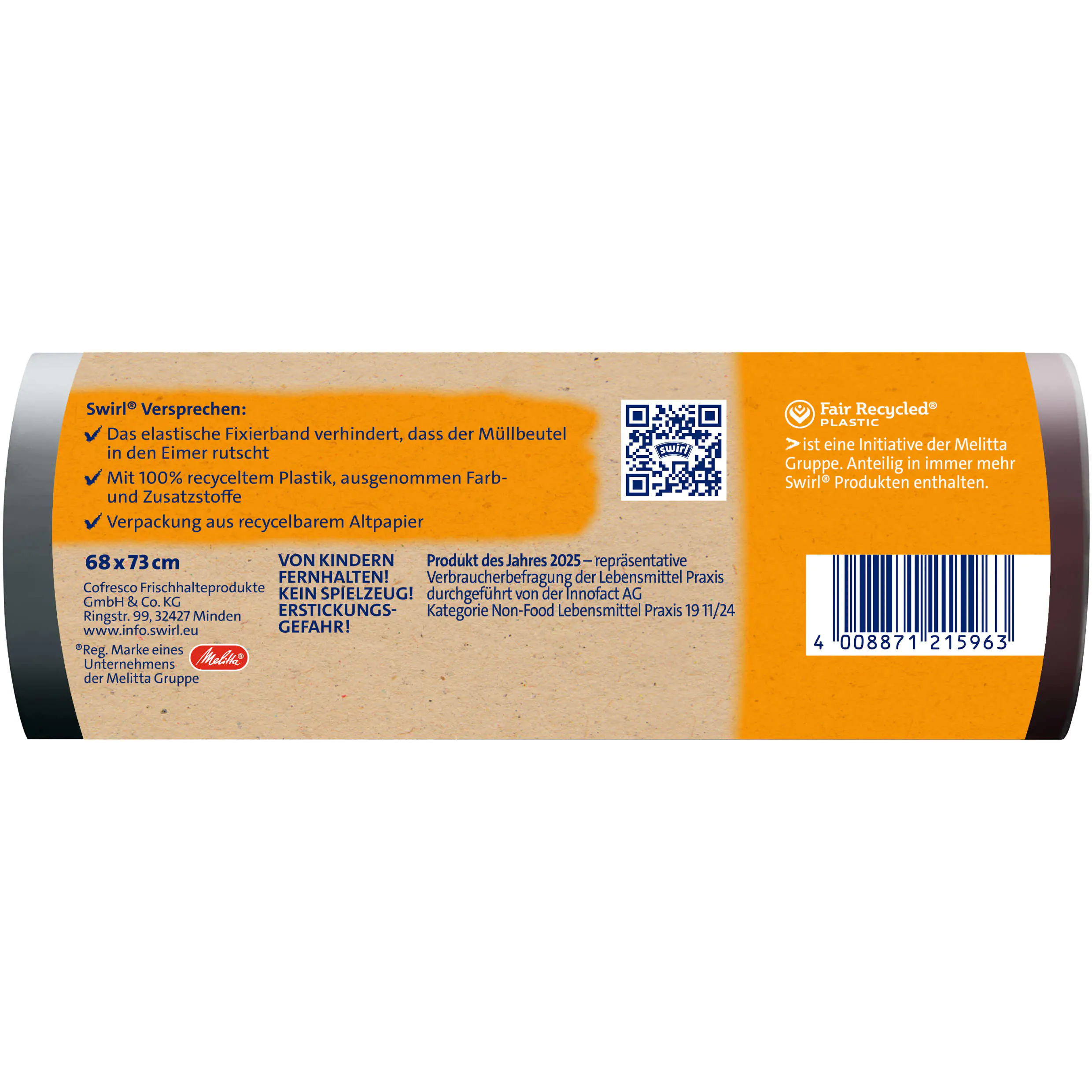 Swirl® Fixierband-Müllbeutel 60 L Reißfest & Dicht Swirl® Fixierband-Müllbeutel 60 L Reißfest & Dicht