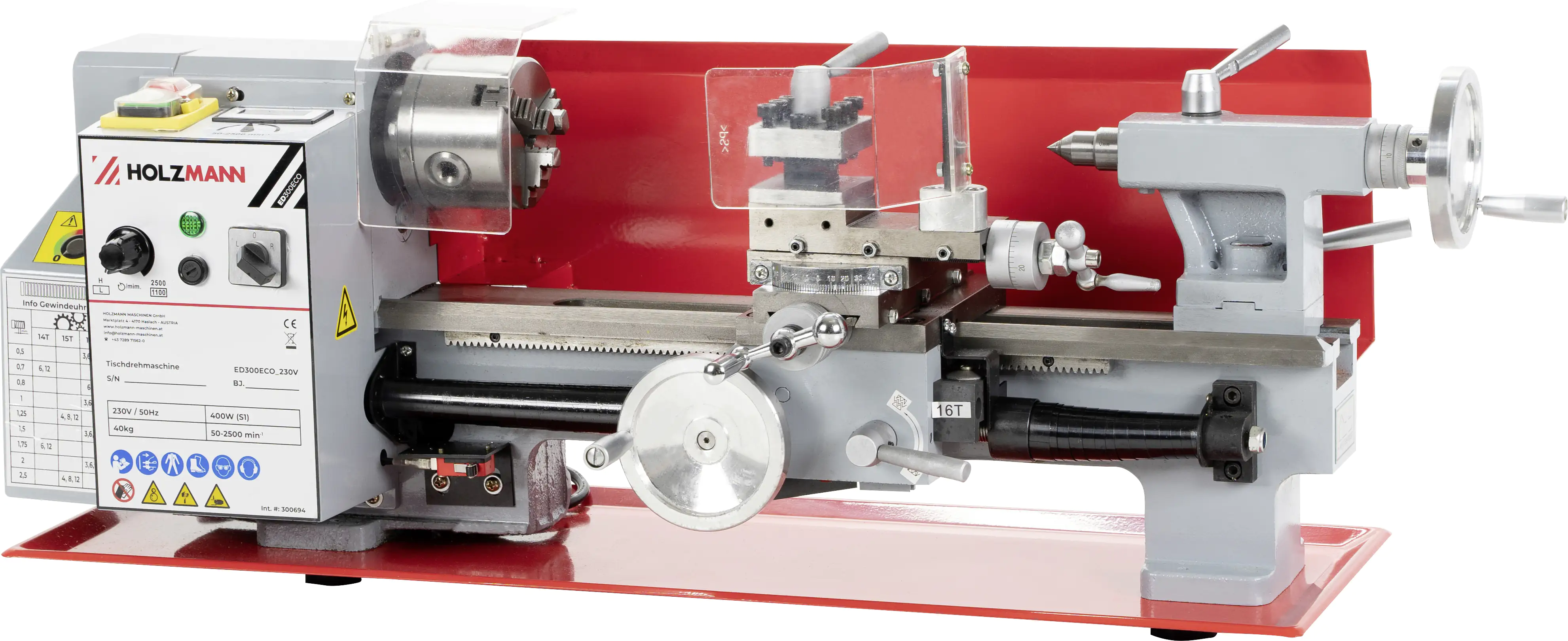 Holzmann Tischdrehmaschine ED300ECO_230V Drehzahl stufenlos regelbar