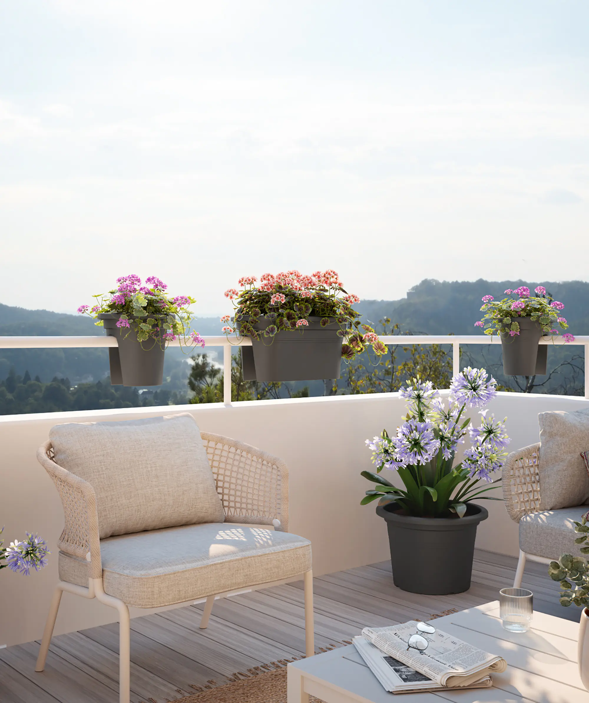 Artevasi Pflanztopf Venezia Cilindro Kunststoff anthrazit matt Ø 50 x 36 cm