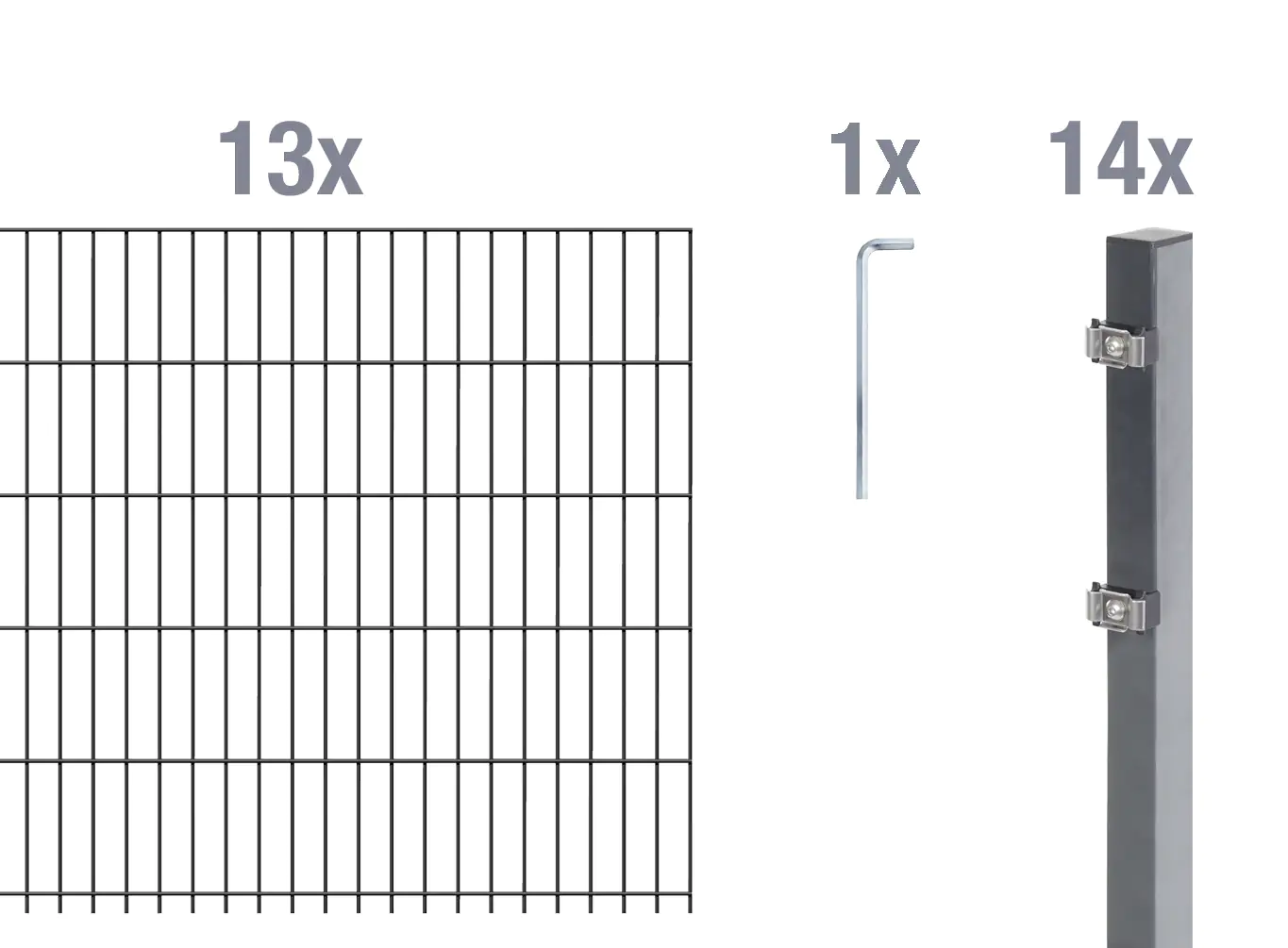 Alberts Doppelstabmatten-Grundset 26 m 200 x 100 cm 6/5/6 anthrazit