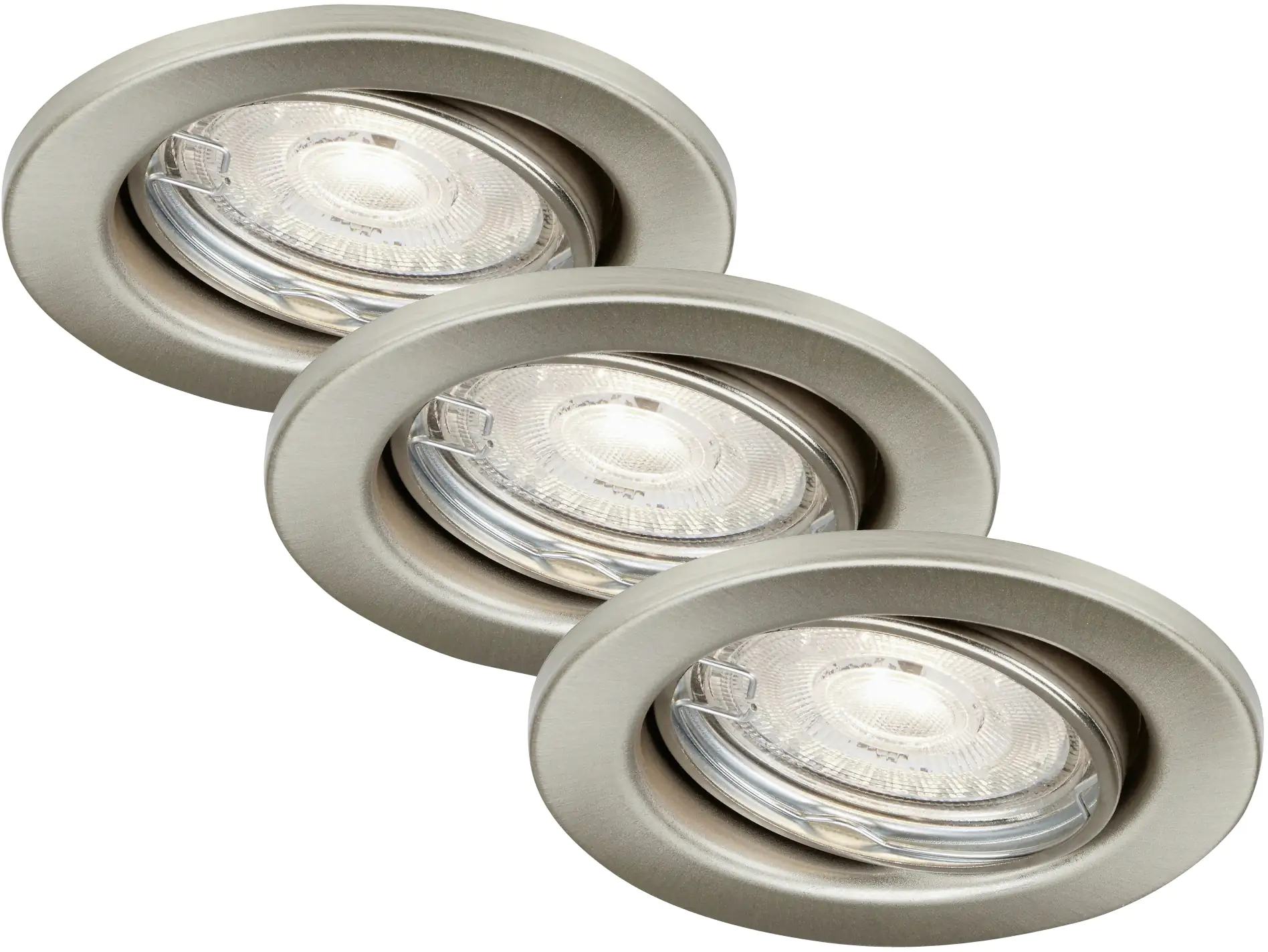 Di-Ka LED Einbauleuchte Swing 3er Set nickel-matt Ø 8,5 cm GU10 dimmbar