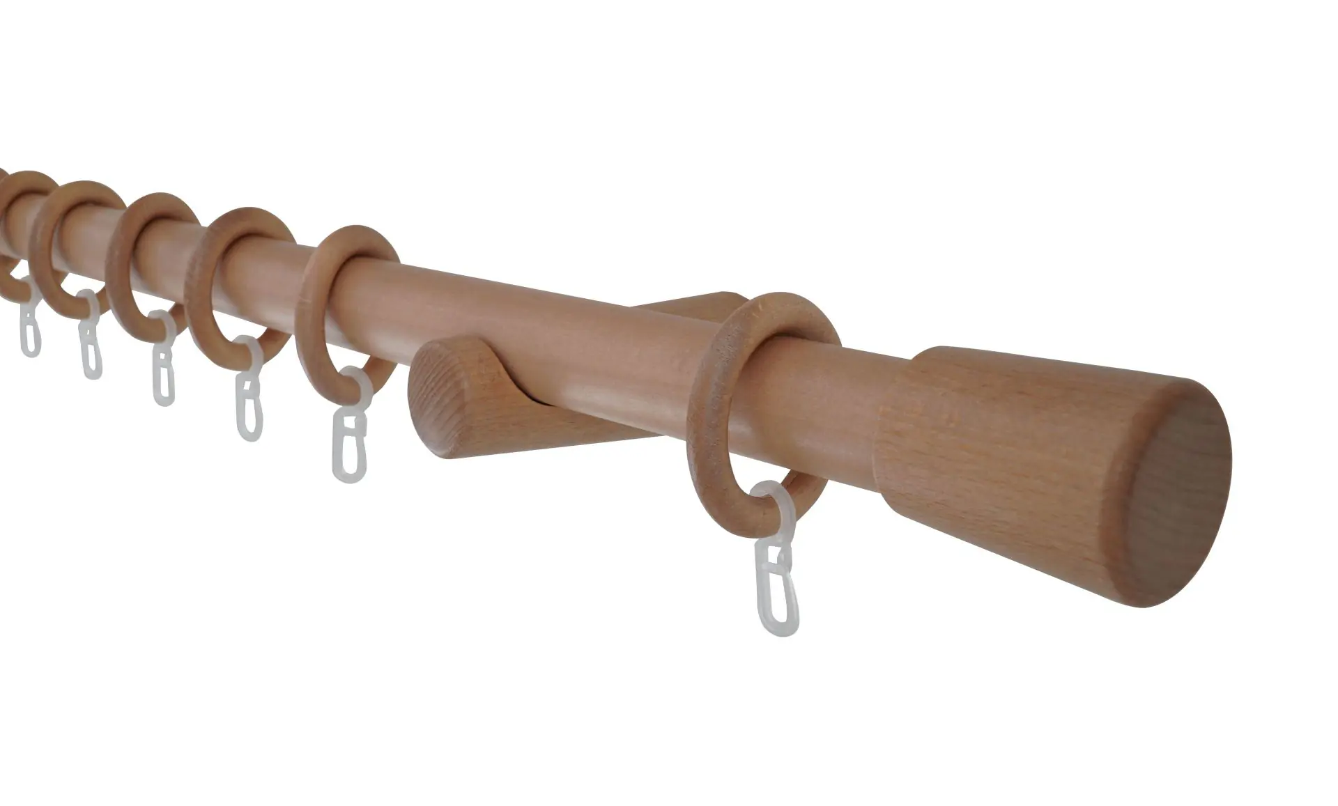 Gardinia Holz-Gardinenstangen-Set Koro 1-Lauf 160 cm buche-optik