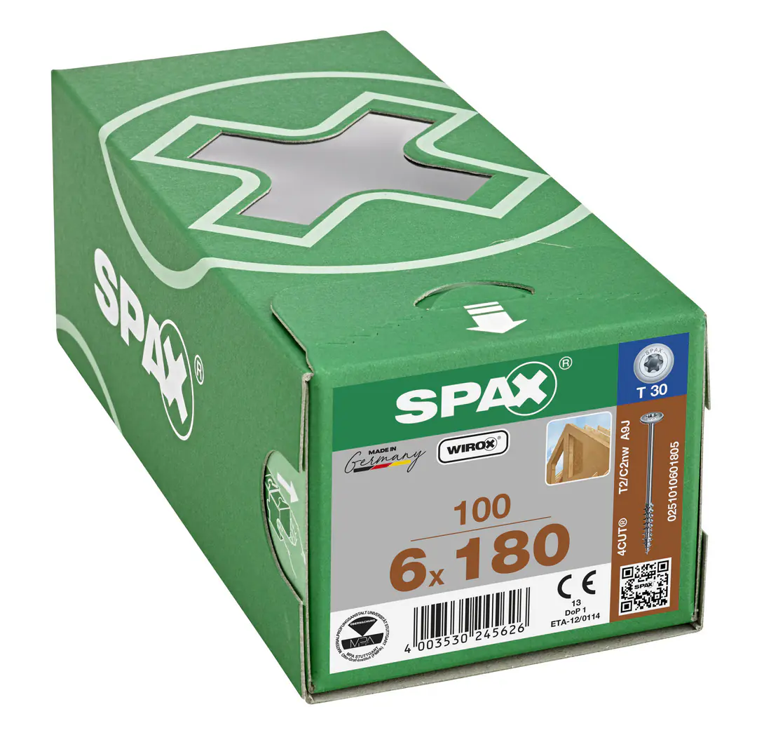 Spax Holzbauschrauben 6.0 x 180 mm TX 30 Tellerkopf - 100 Stk.
