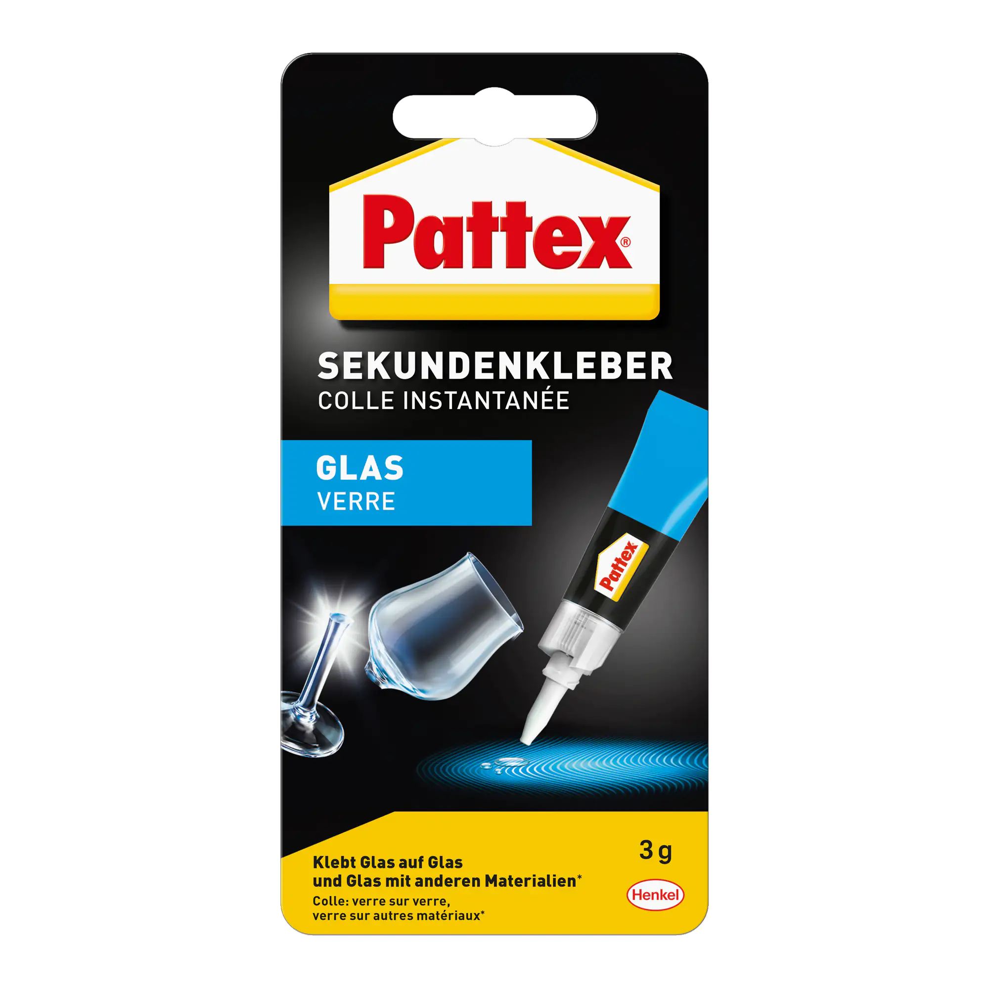 Pattex Sekundenkleber Glas Flüssig 3 g Tube, trocknet transparent Pattex Sekundenkleber Glas Flüssig 3 g Tube, trocknet transparent