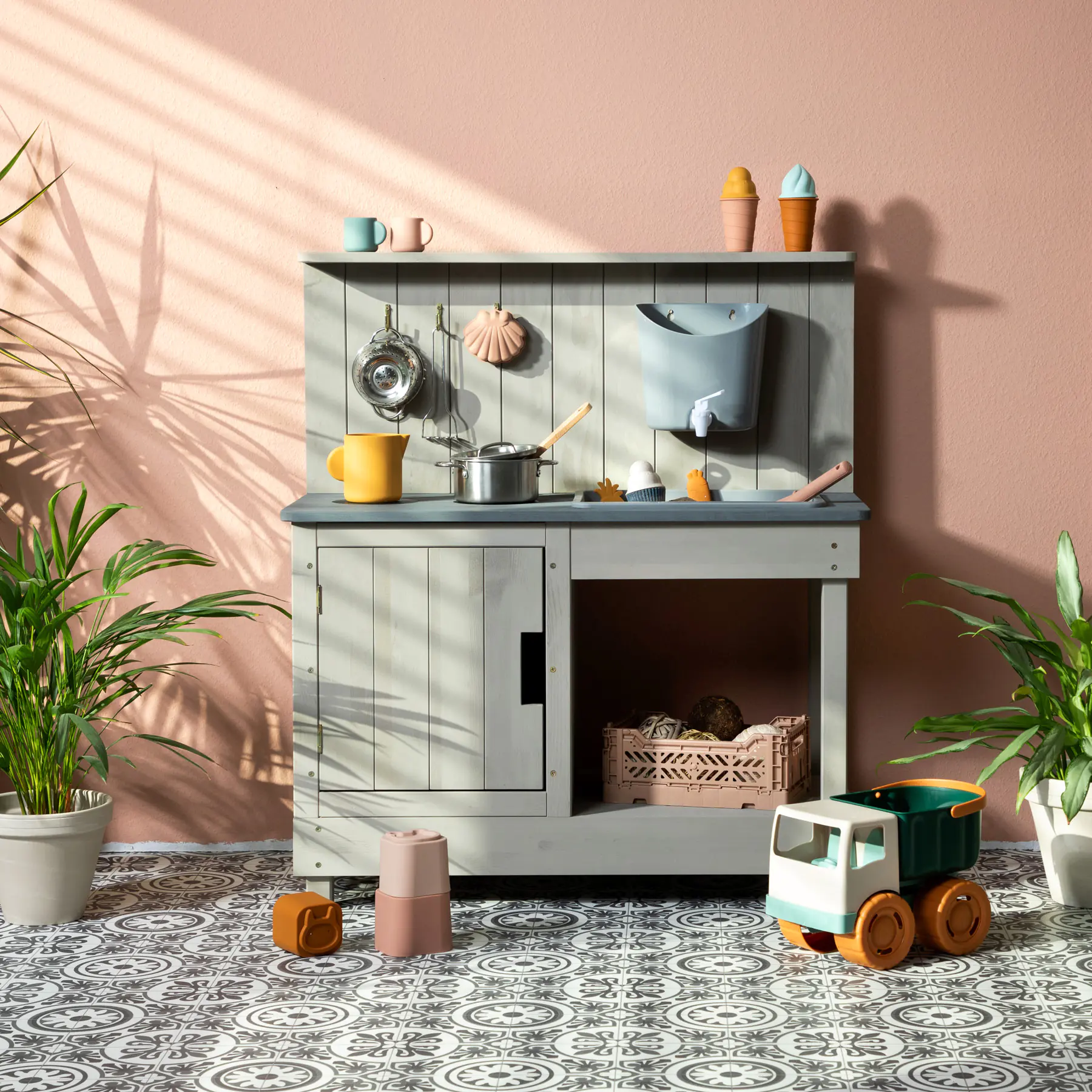 Muddy Buddy Matschküche Mud Expert 80 x 40 x 90 cm warmgrau