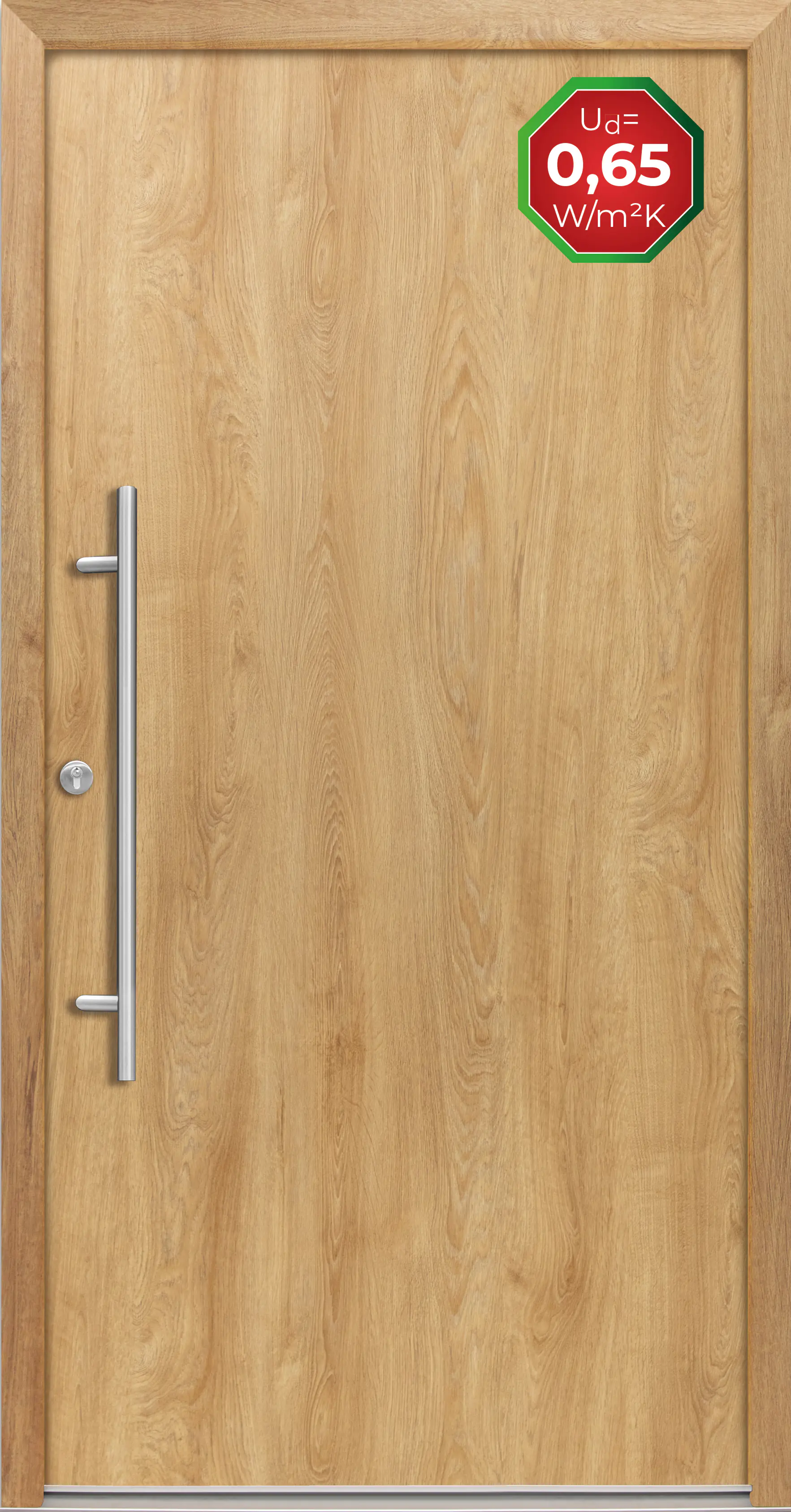 Splendoor Haustür Passivedoor Premium B05 Eiche Natur DIN Links 100 x 210 cm